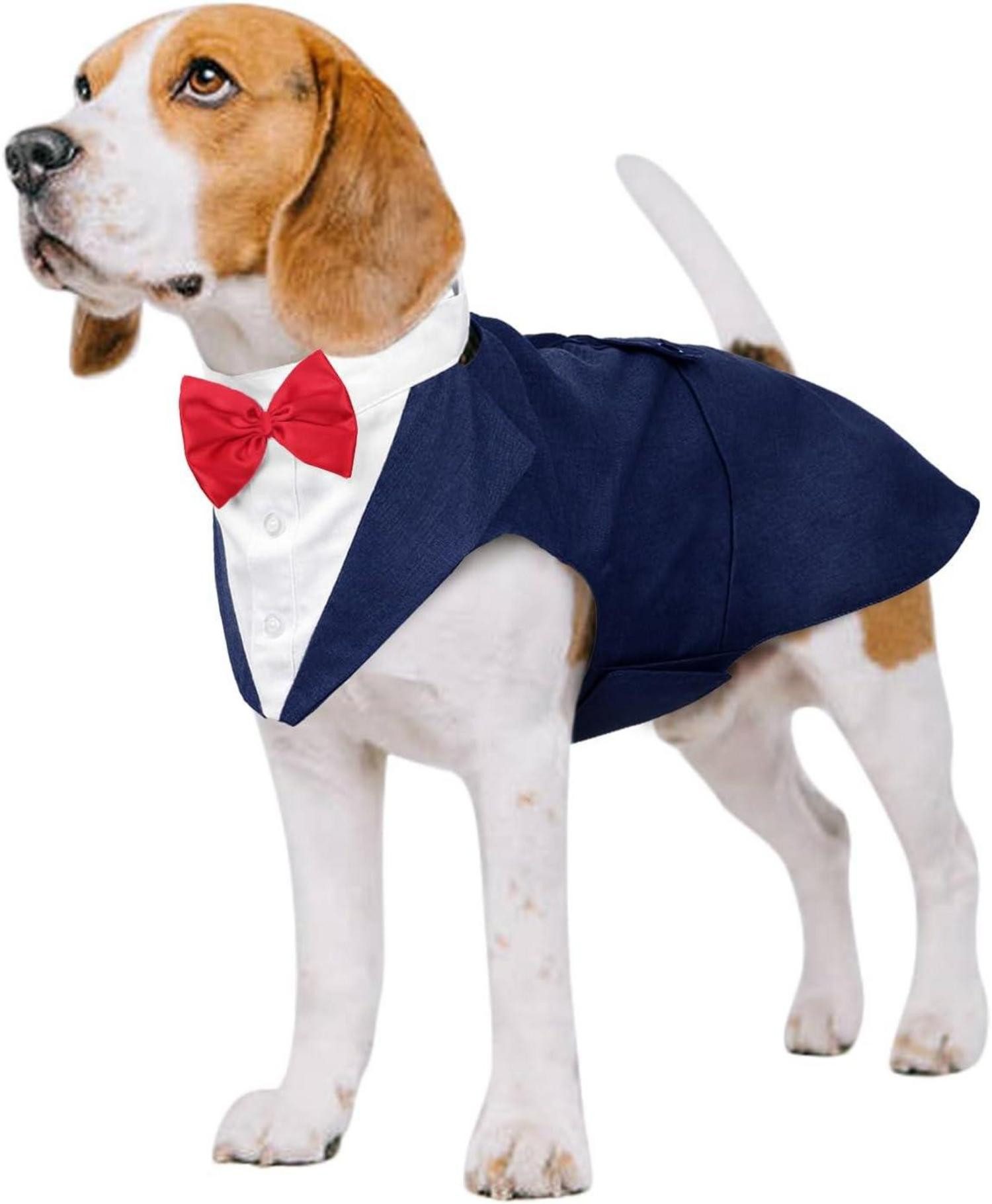 Hundefliege Hund Smoking Anzug Bandana Set Fliege Hochzeit Halloween Party S-XXL