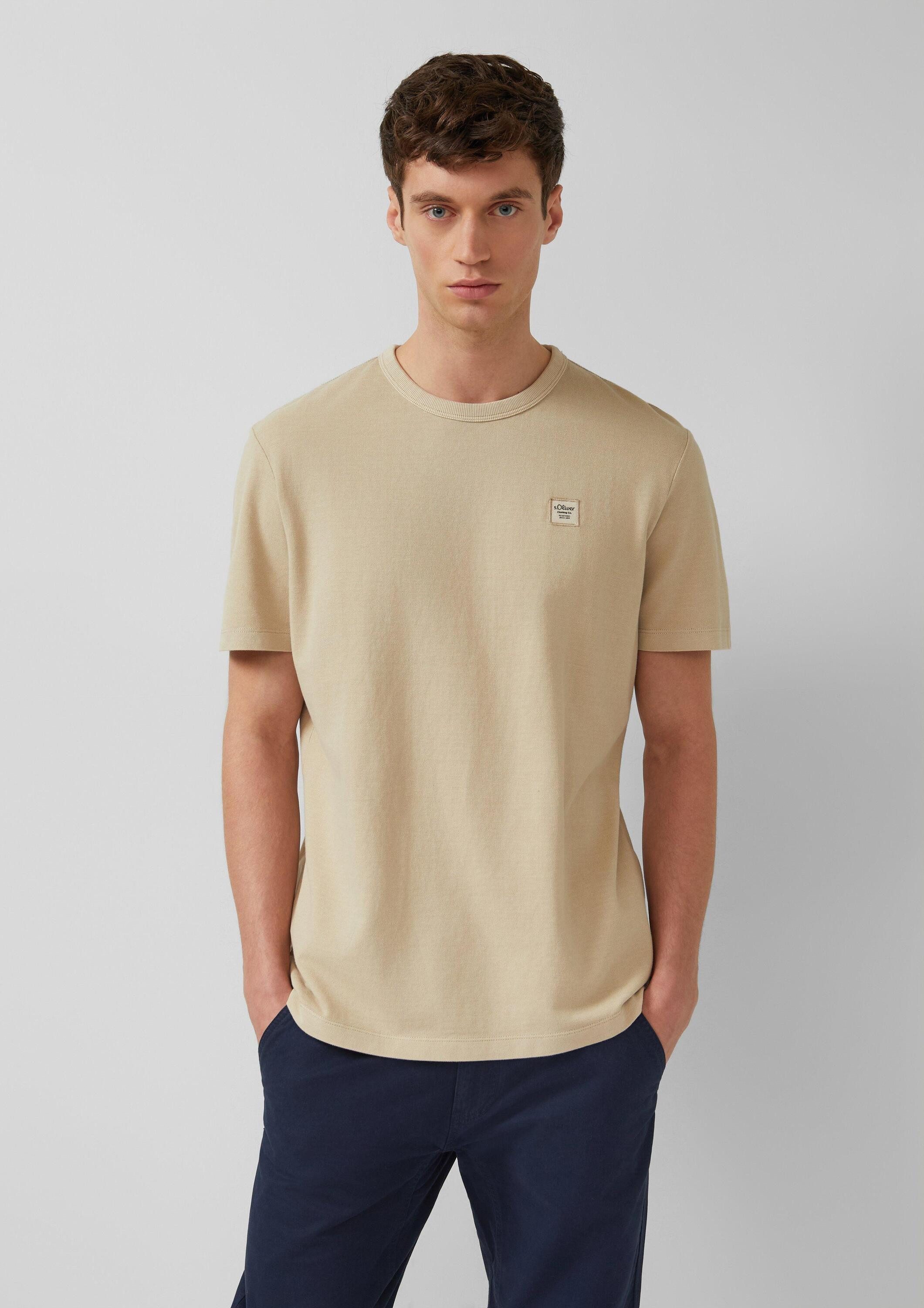s.Oliver Kurzarmshirt T-Shirt Piqué-T-Shirt mit Garment Dye