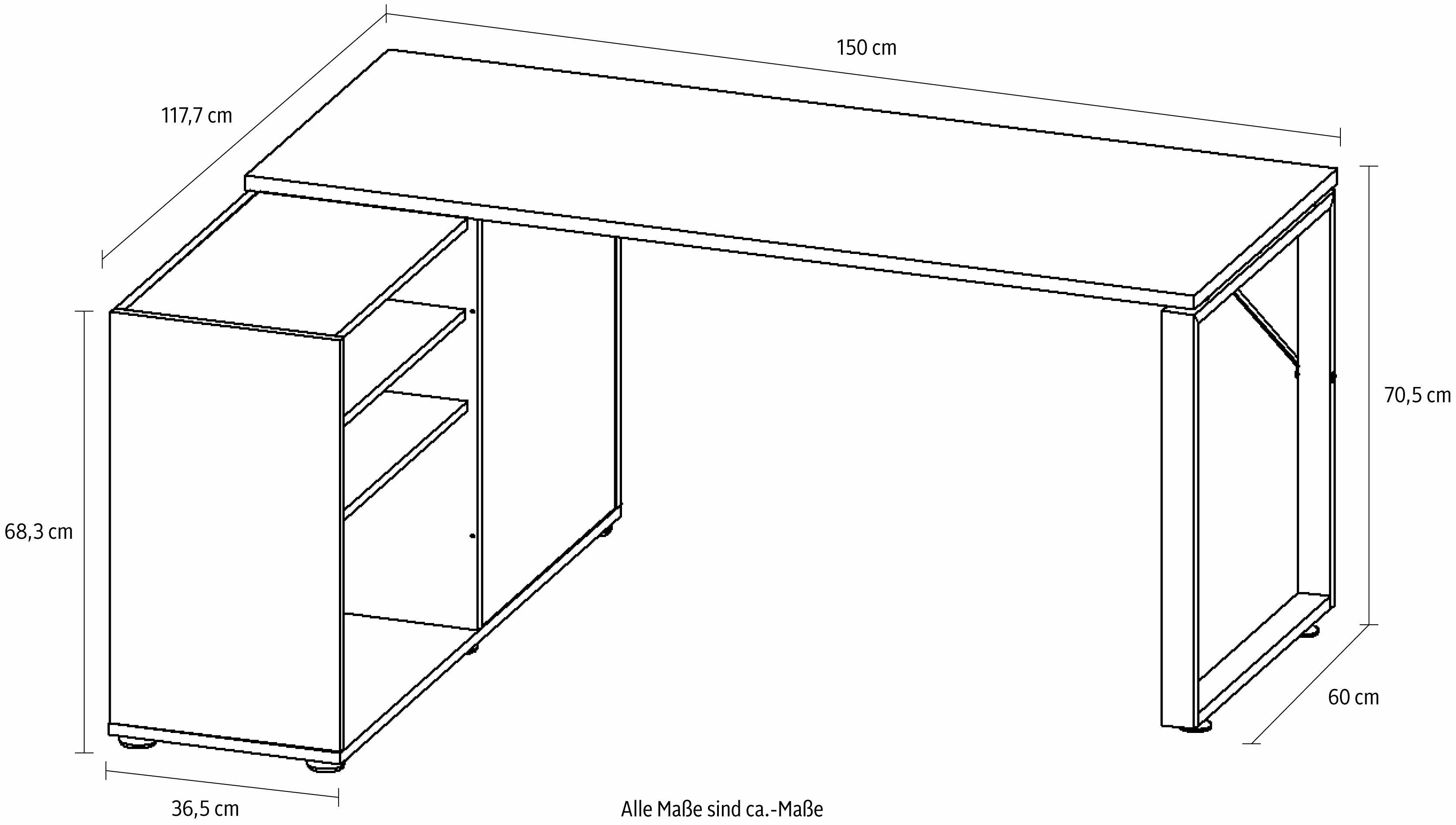 Gesamtmaße des Schreibtisches MAGIC 1554 von der Marke MAJA MÖBEL