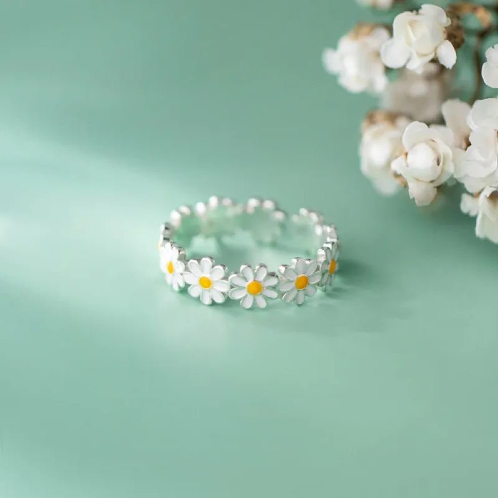 Vintage POCHUMIDUU Women, Verstellbarer Rings -Verlobung Flower -Ring For Öffnungsfinger Schmuckgeschenk Fingerring Daisy