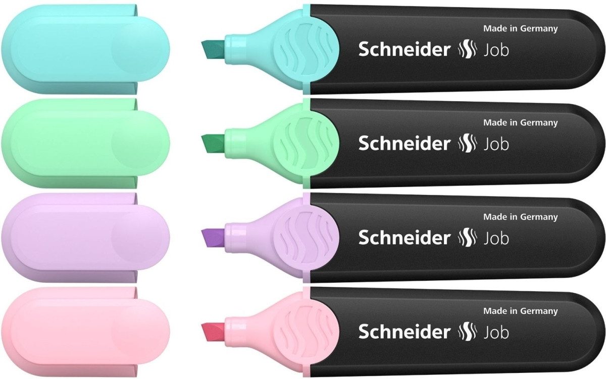 SCHNEIDER Marker Textmarker Job Pastell sortiert 4er Etui (türkis mint flieder rose)