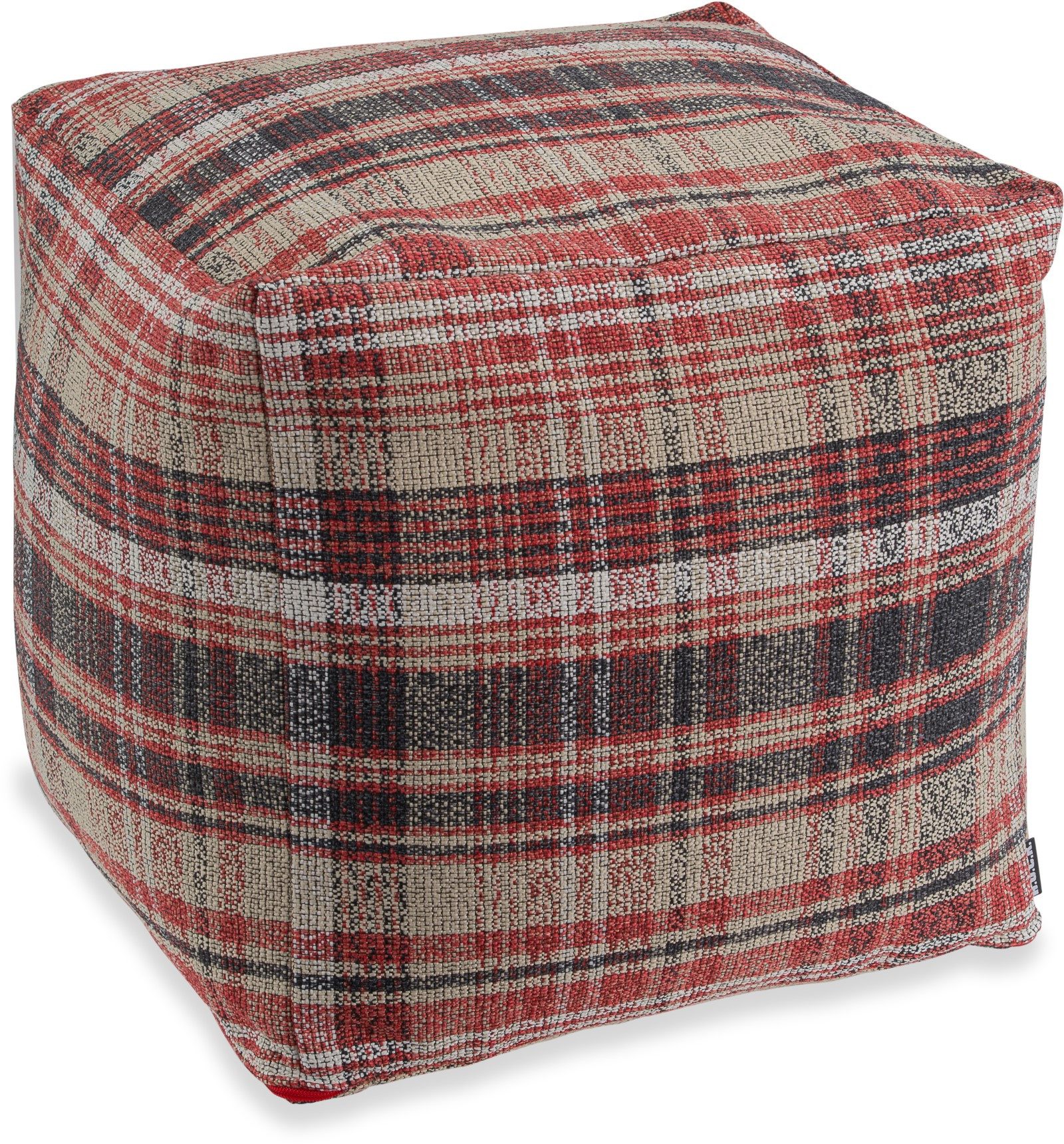 H.O.C.K. Sitzwürfel H.O.C.K. Ardesia Bean Cube kariert Pouf 40x40x40cm rot col. 101, Hocker: Bequem, vielseitig, Wohnzimmer & Schlafzimmer