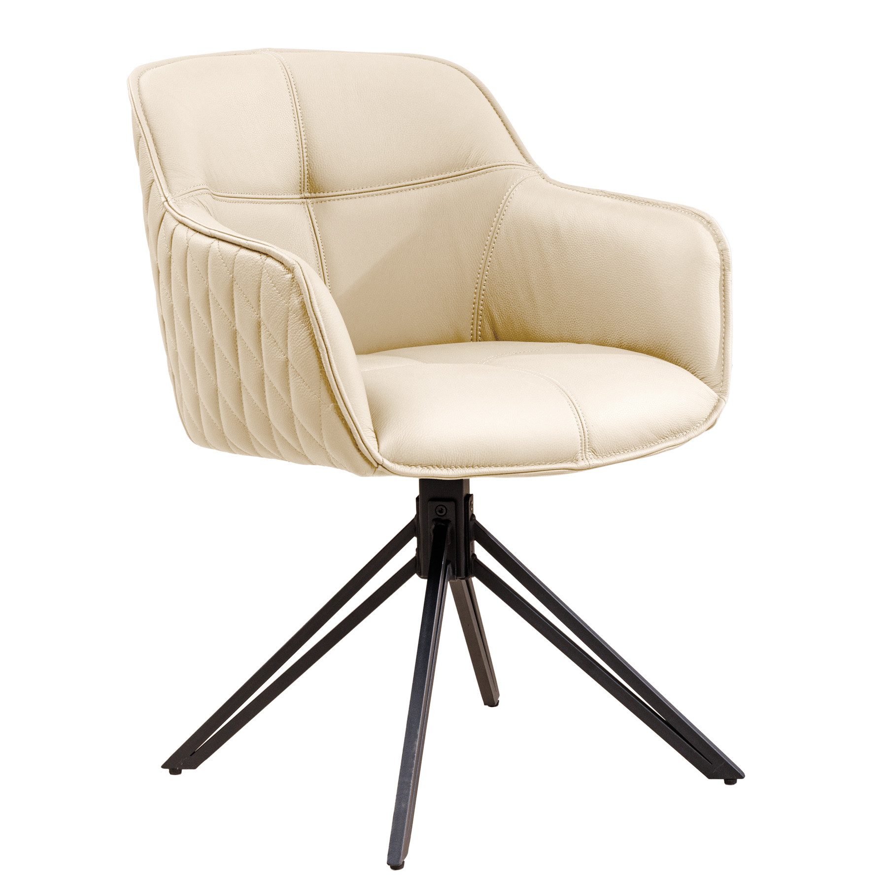 riess-ambiente Polsterstuhl EUPHORIA beige/schwarz – Echtleder, drehbar, Me günstig online kaufen