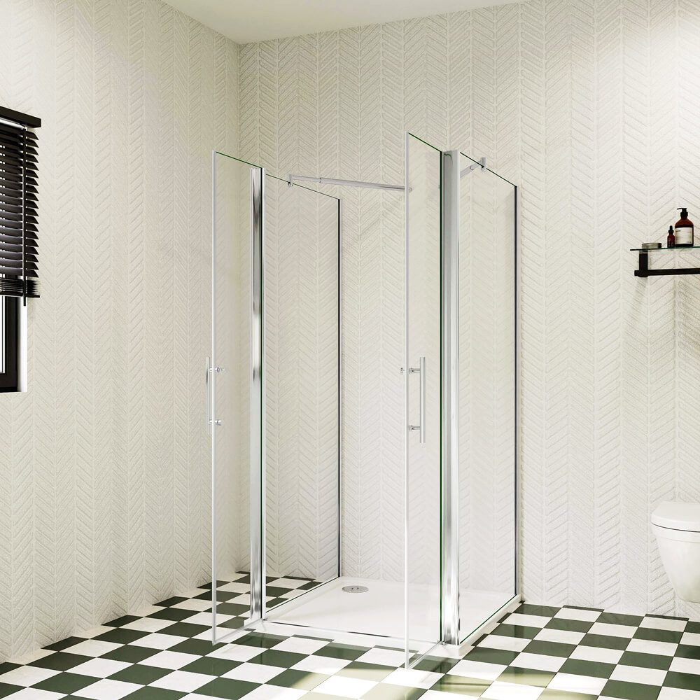 duschspa Komplettdusche ESG U-Form Duschkabine Pendeltür Schwingtür + 2x Seitenwänden, BxT: 75x70 cm, Einscheibensicherheitsglas, Sicherheitsglas, Set, ebenerdiger Einbau möglich