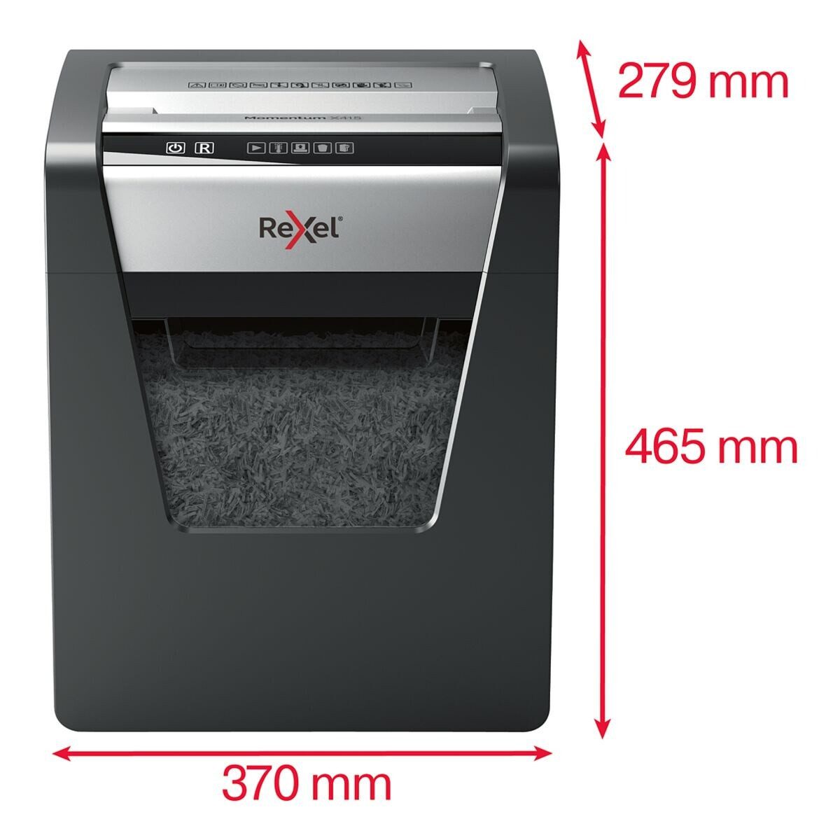 REXEL Aktenvernichter Momentum X415, Shredder, Partikelschnitt 4x40 mm, bis 15 Blatt, 23 Liter