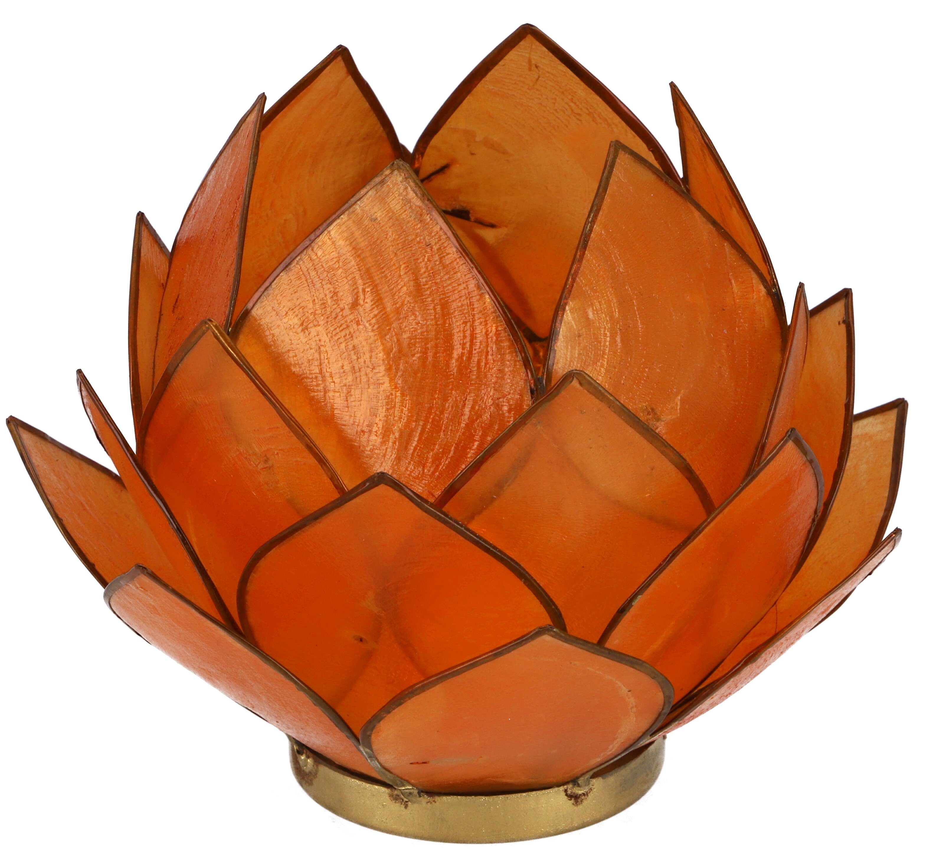 Guru-Shop Windlicht Lotus Teelicht Muschel 14*10 cm - orange