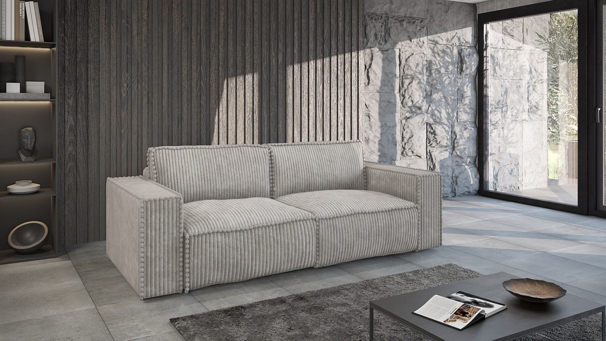 Fun Möbel 3-Sitzer Sofa FUN AVIELA mit Schlaffunktion in Stoff Tilia, Rundumbezug und ausziehbare Liegefläche