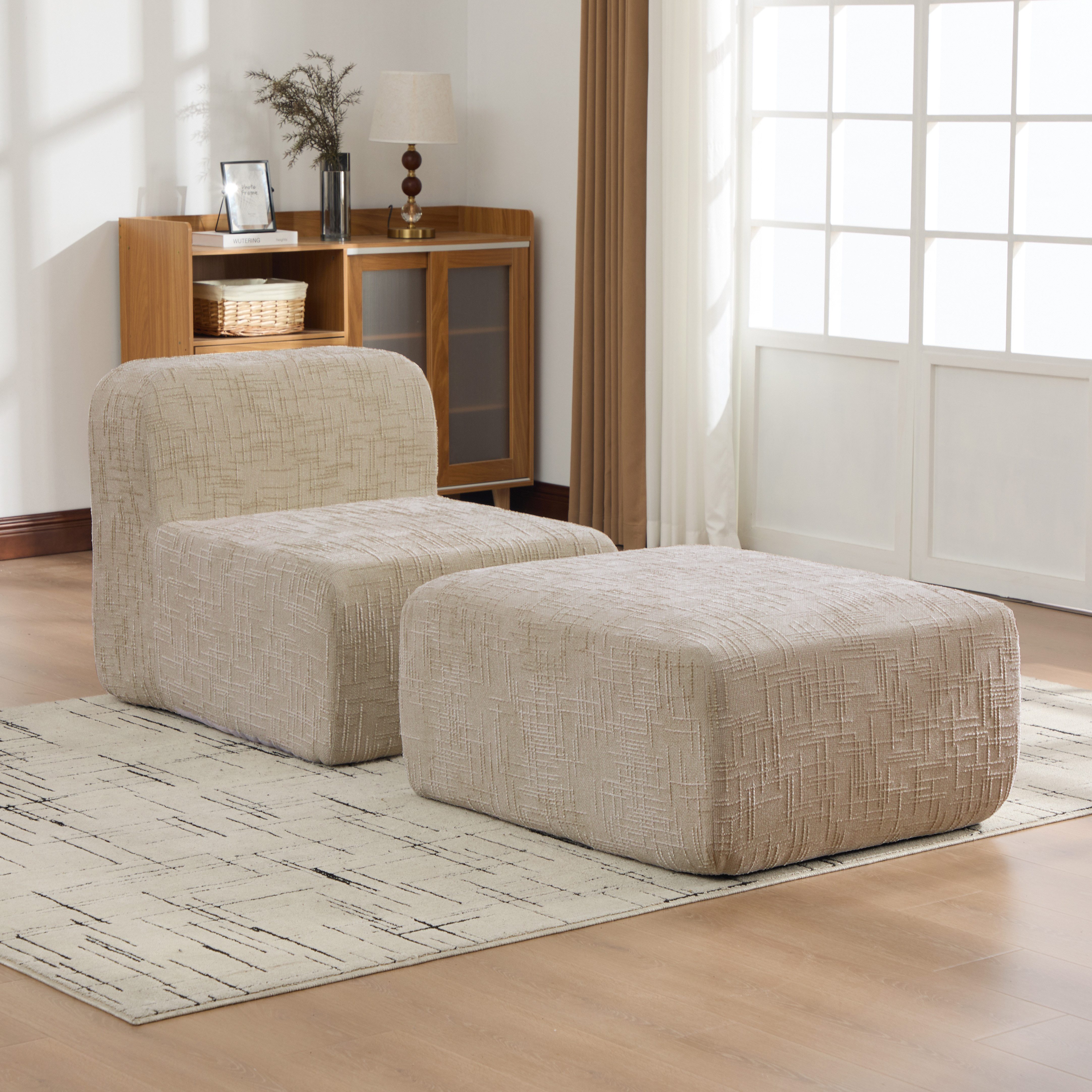 Odikalo Loungesofa Sofas wohnzimmer Ecksofa Freizeitsofa mit Schlaffunktion, Modulares Kompressionssofa aus Chenille-Stoff gefüllt mit 30D hochelastischem Schaumstoff Leicht zu bewegen und mit rutschfestem Boden ideal für Wohnzimmer und andere Räume