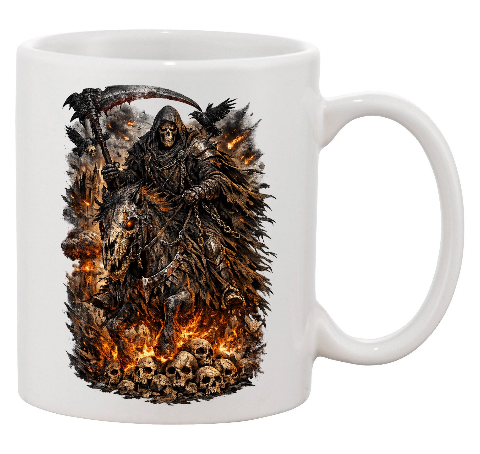 Blondie & Brownie Tasse ApokalyptischerReiter Tasse Print Fantasy Sensenreiter Keramikbecher, 1-tlg., Keramik, ApokalyptischerReiter Tasse