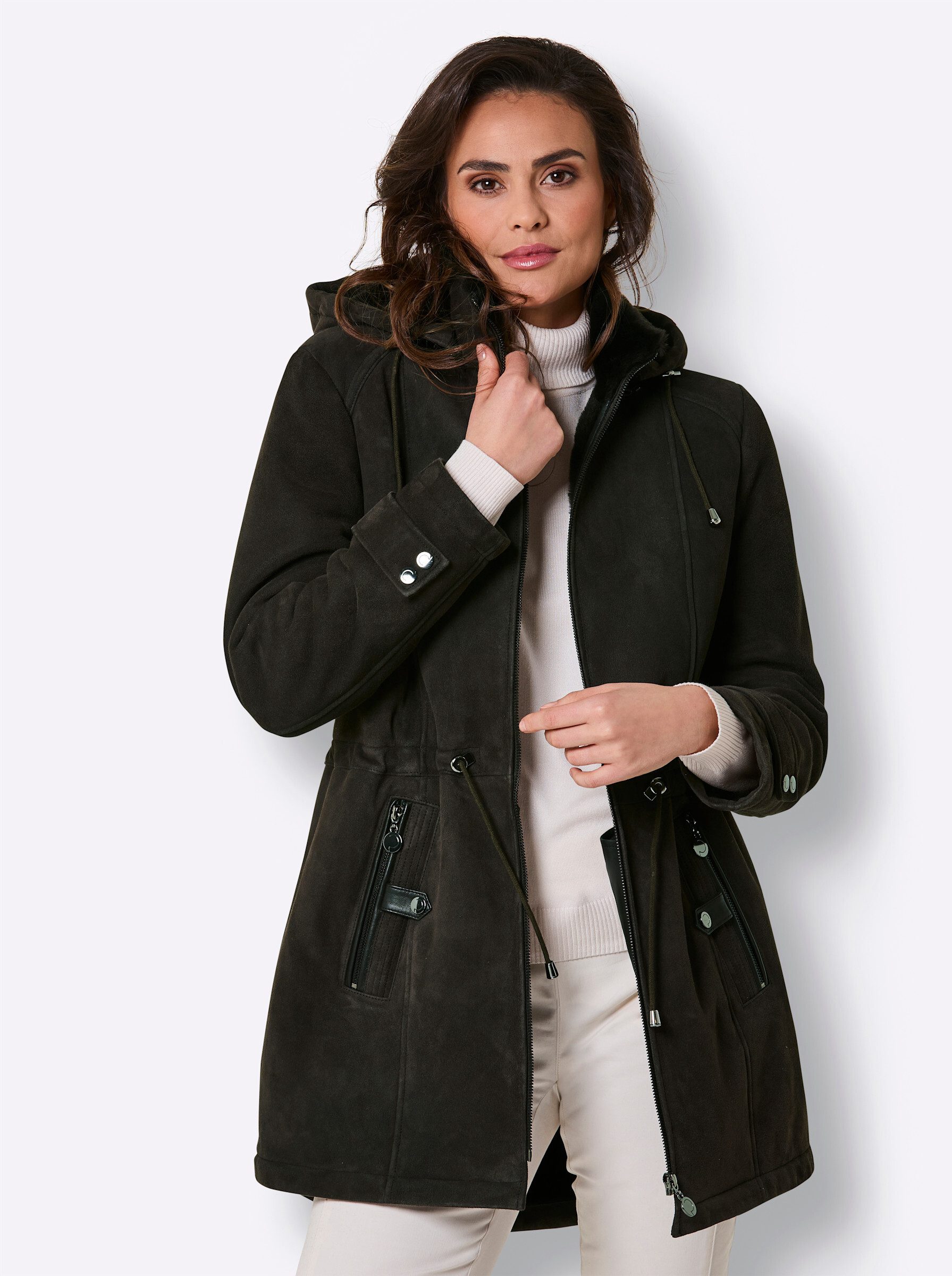 Mainpol Allwetterjacke Lammfell-Jacke Langarm