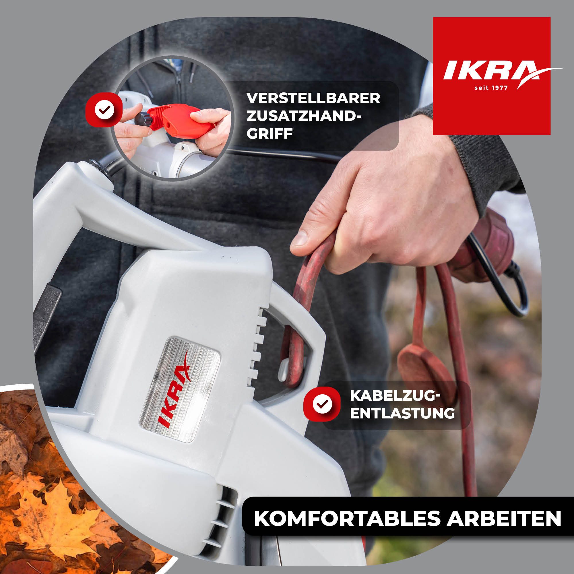 ikra GmbH Elektro-Laubbläser IBV 3000, 3in1 Gerät, bis 240km/h Blaskraft, inkl. 45 L Fangsack – Bild 4 von 5