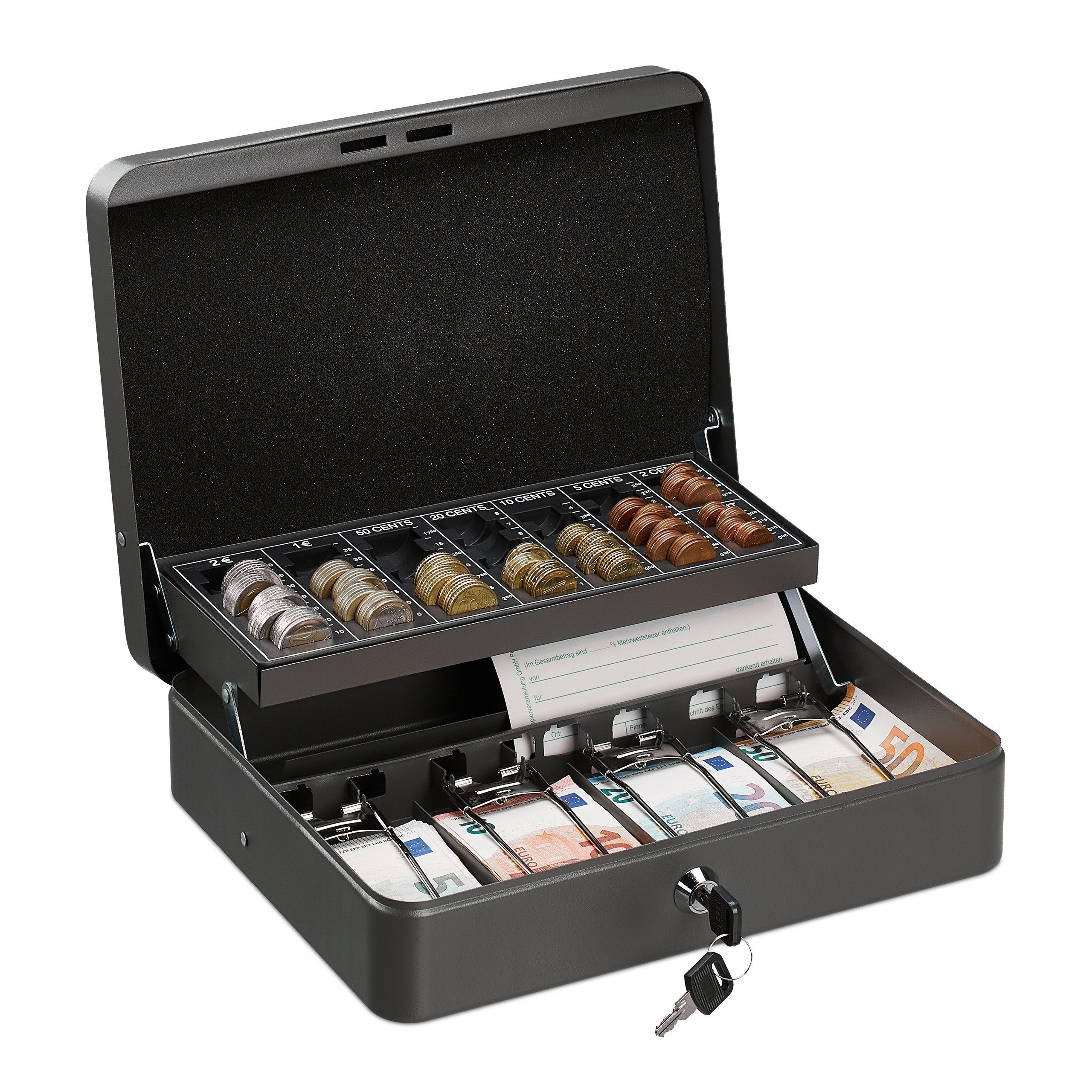 Geldkassette mit Euro Münzzählbrett