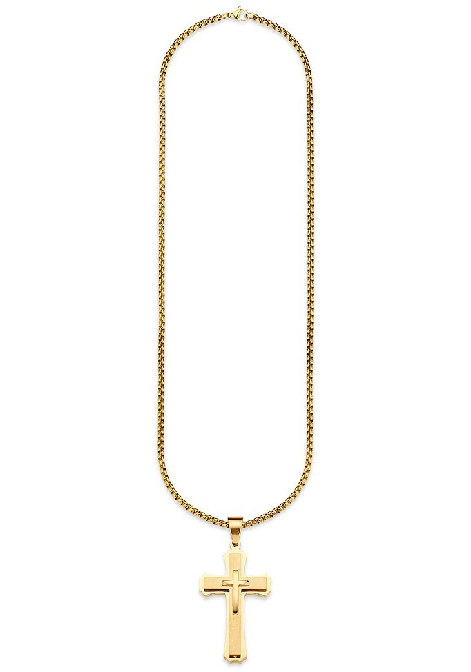 Bruno Banani Kette mit Anhänger Schmuck Geschenk Halskette Kreuz Venezianerkette
