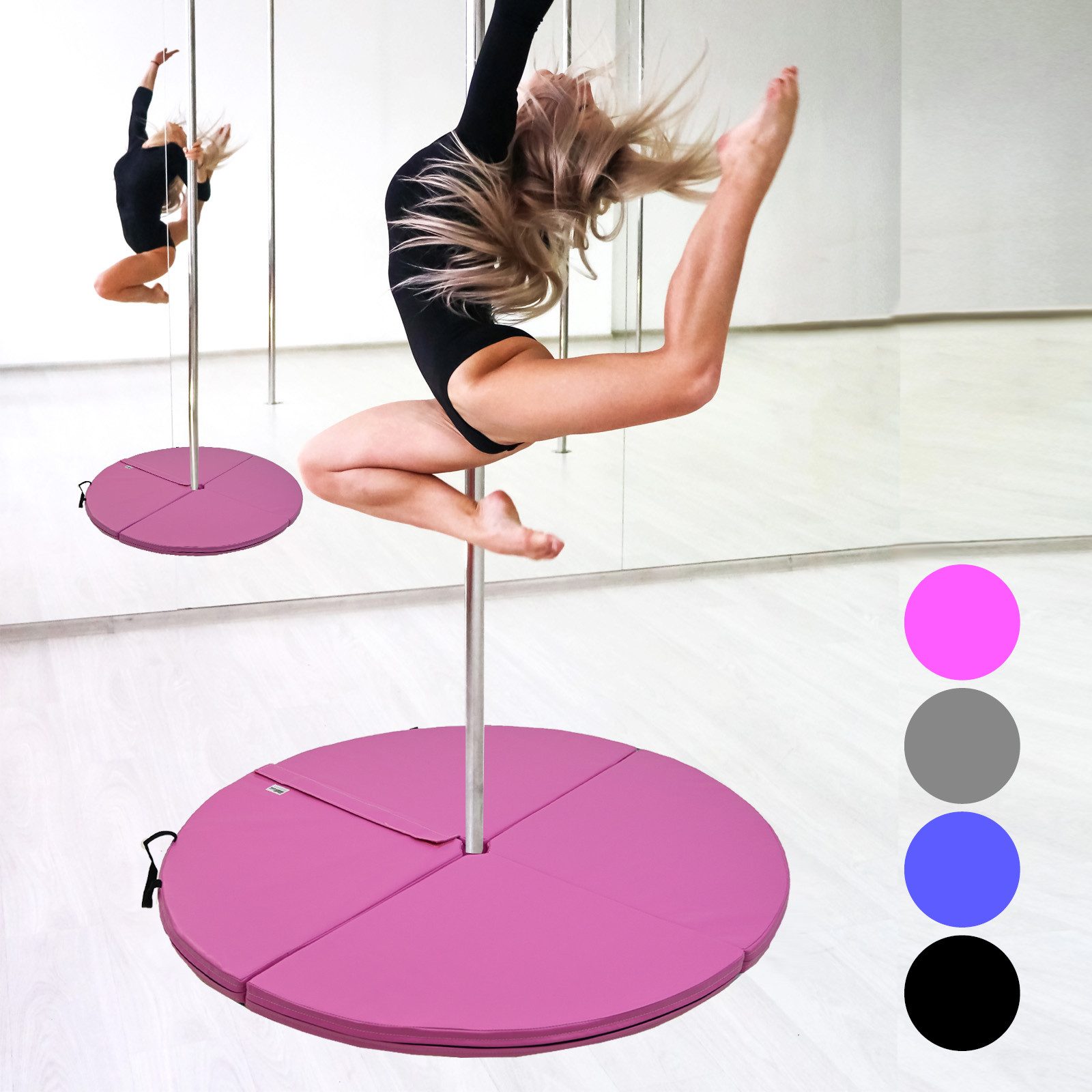 TRUTZHOLM Fitnessmatte Pole Dance Matte Ø 120 cm Stärke 5 cm Tanzstangenmatte faltbar pink (1-St), Passend für alle gängigen Pole Dance Stangen