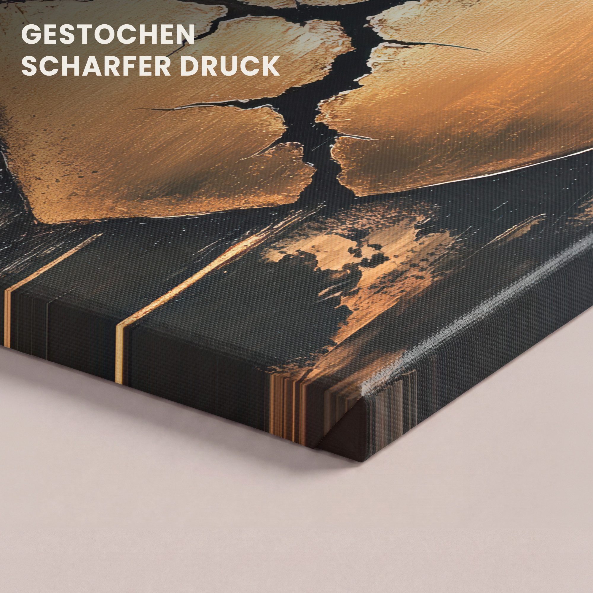 OneMillionCanvasses® Leinwandbild Gebrochenes Herz - Gold - Holzoptik - Liebe, Fotodruck (1 St), Leinwand Bilder Klein, Wand Dekoration Aesthetic 30x20 cm – Bild 3 von 5