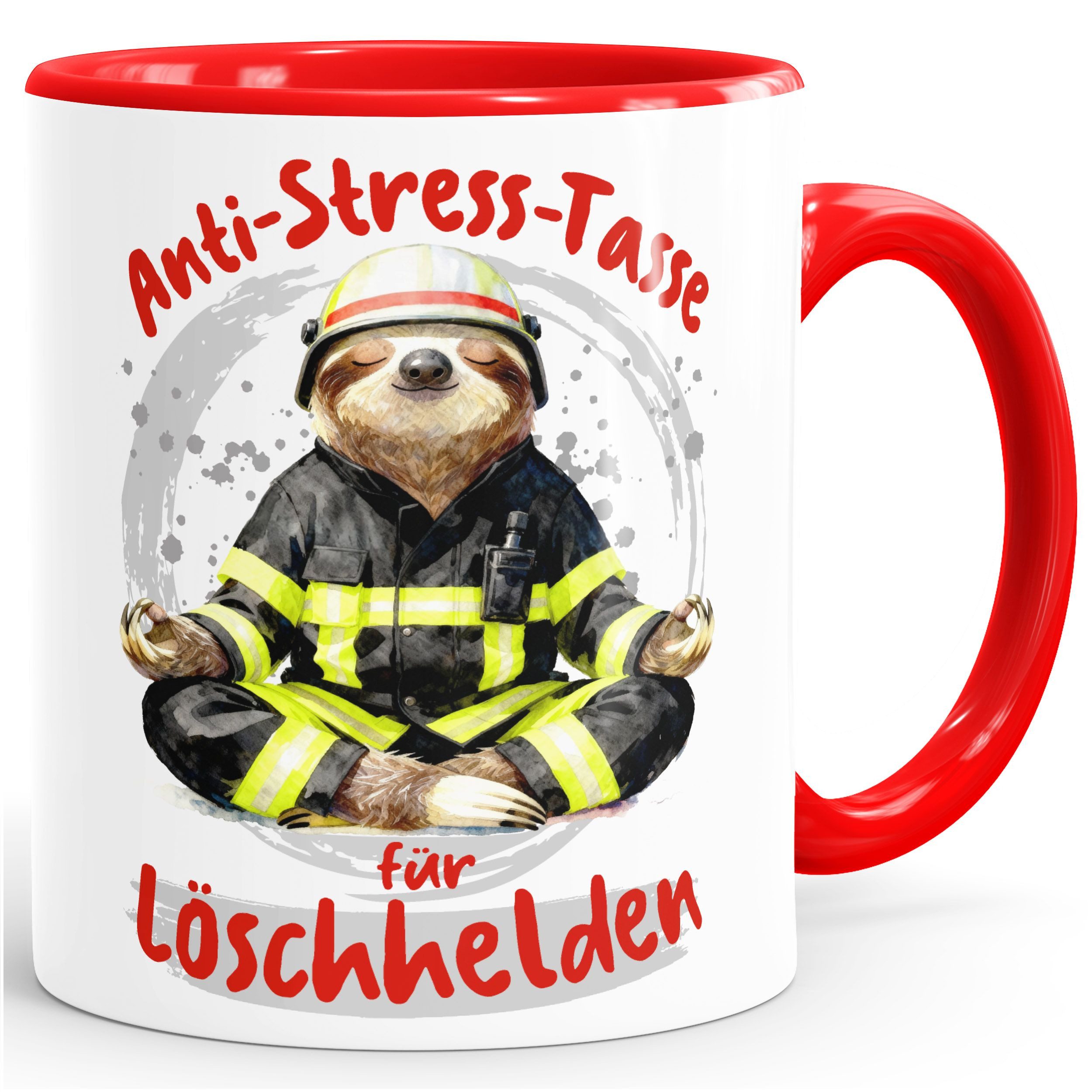 MoonWorks Tasse Kaffee-Tasse Geschenk Feuerwehrmänner Anti Stress Bürotasse Faultier, Keramik