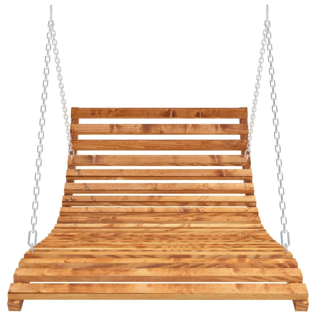vidaXL Hollywoodschaukel Bettschaukel Liegeschaukel Bugholz Massiv Teak-Finish 143x120x65 cm Ho