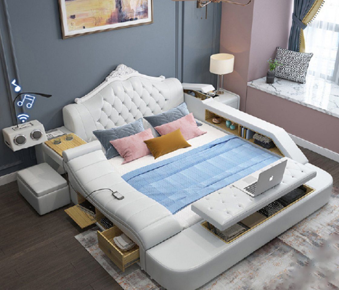 JVmoebel Bett Modern Multifunktions Bett Weiß Luxus Schlafzimmer 180x200 (1-tlg., Nur Bett), Made in Europe