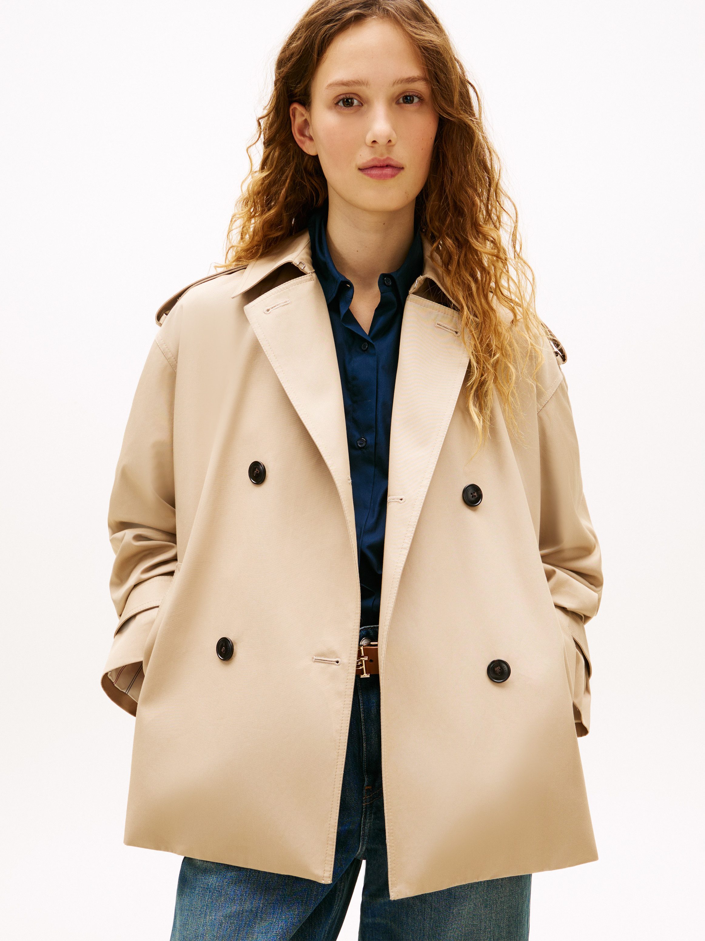 Tommy Hilfiger Kurzjacke COTTON SHORT TRENCH Baumwolle, Trenchcoat Style günstig online kaufen