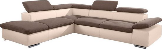 Ecksofa VALANTINE. mit Ottomane Braun / Creme von SIT&MORE