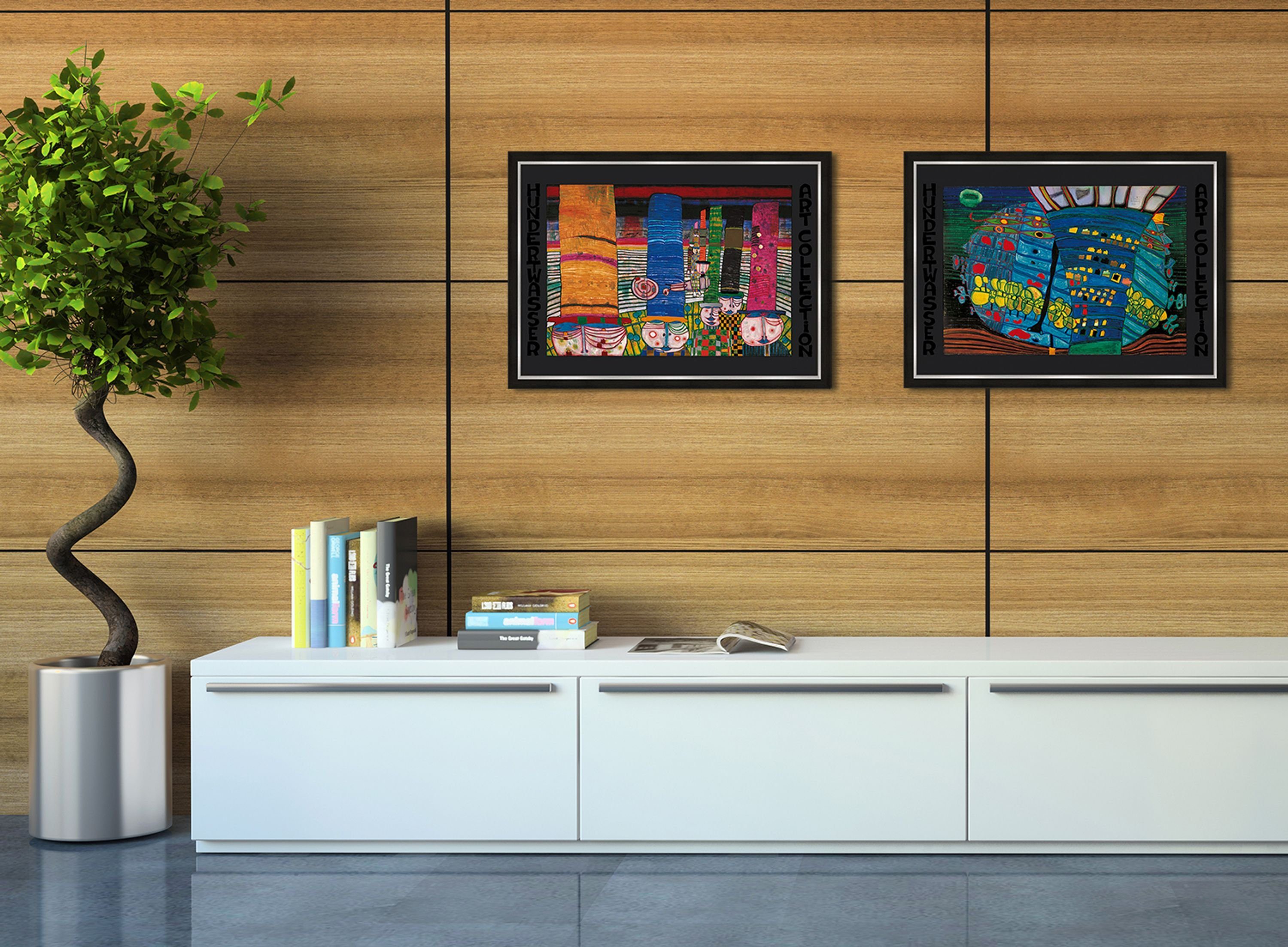 Rahmen Rahmen Bild Bild / Poster mit / gerahmt mit 72x53cm artissimo Hundertwasser Wandbild