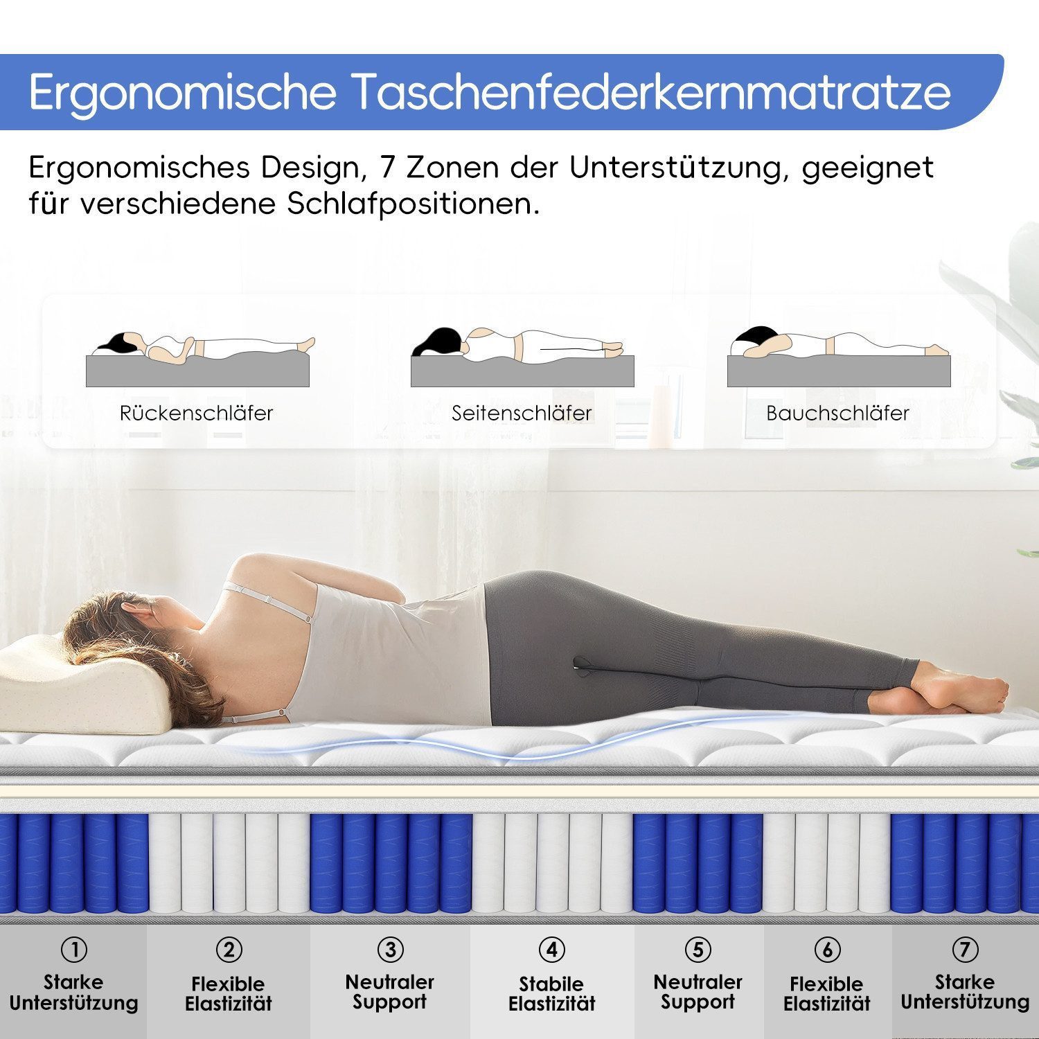 Taschenfederkernmatratze Matratze, 7-Zonen Federkernmatratze Matratzen,mit günstig online kaufen