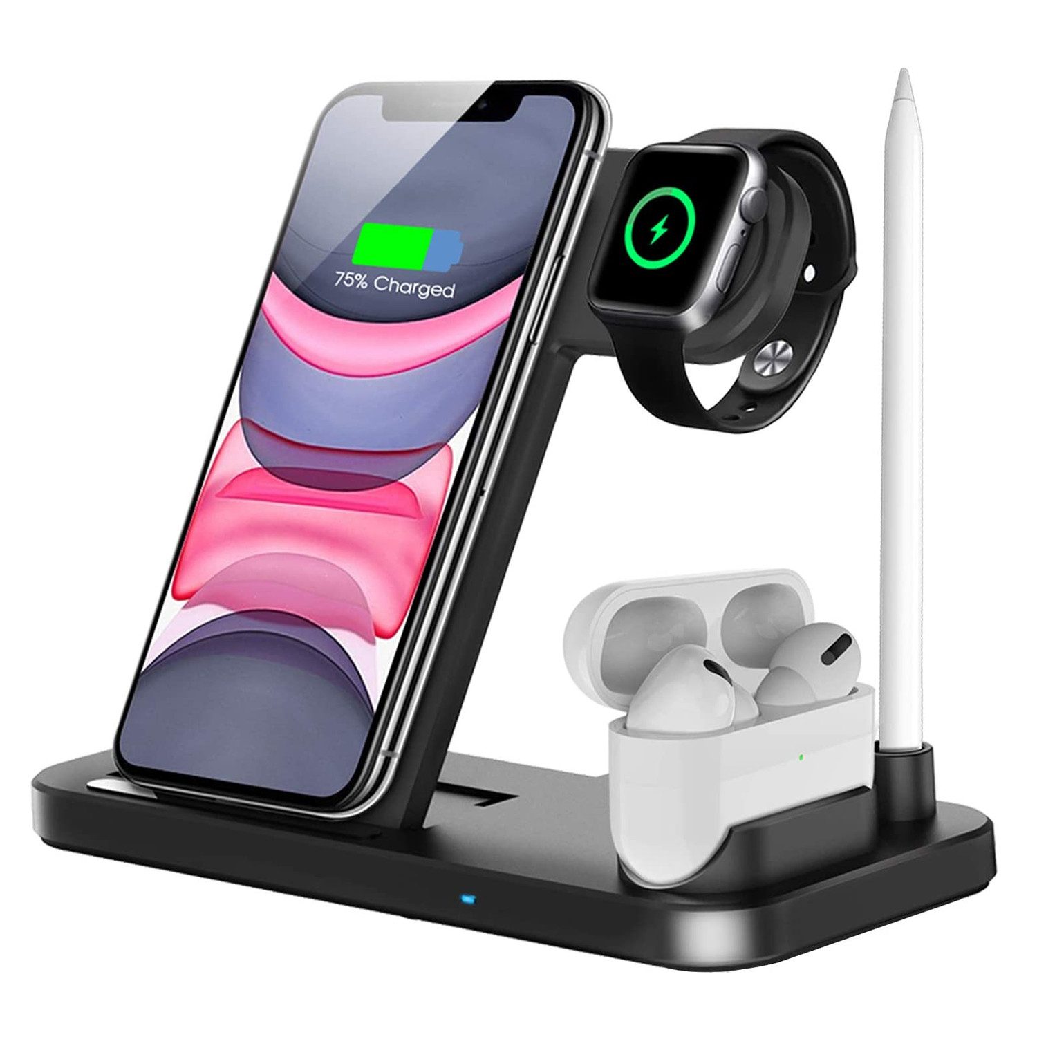 BRAIDOL Kabelloses Ladegerät, 4 in 1 Induktive Ladegerät, Wireless Charger Induktions-Ladegerät (Wireless Charger, Induktive Ladestation, für Apple iWatch,iPhone Pods,iPhone,Apple Pencil gleichzeitig aufladen)