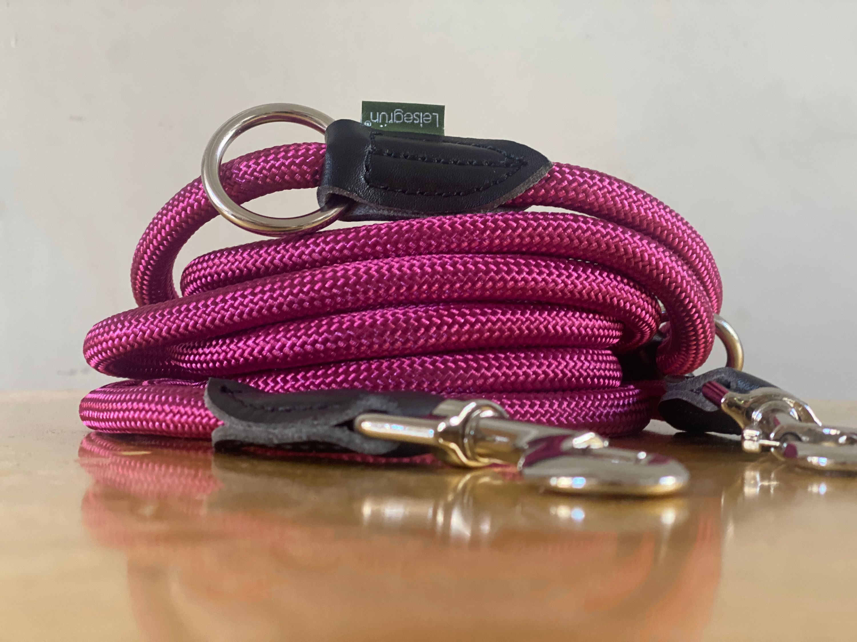 Leisegrün Hundeleine Hundeleine für große Hunde, Hundeleine 3m verstellbar - Himbeer, Nylon
