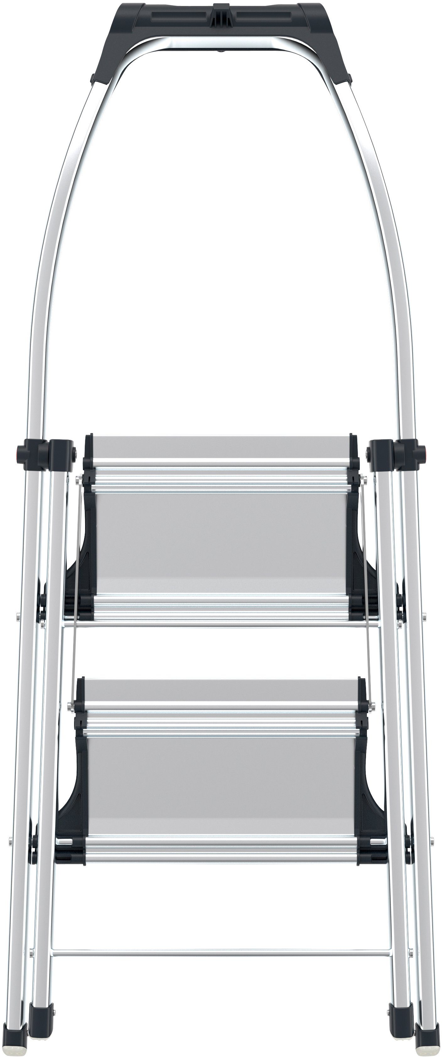 Hailo Klapptritt Trittleiter - K100 TopLine, aus Aluminuim und Kunststoff (1-St., Treppenförmige Stufen-Anordnung für schienbeinschonende Nutzung), mit Treppenförmiger Stufen-Anordnung, belastbar bis max. 150 kg