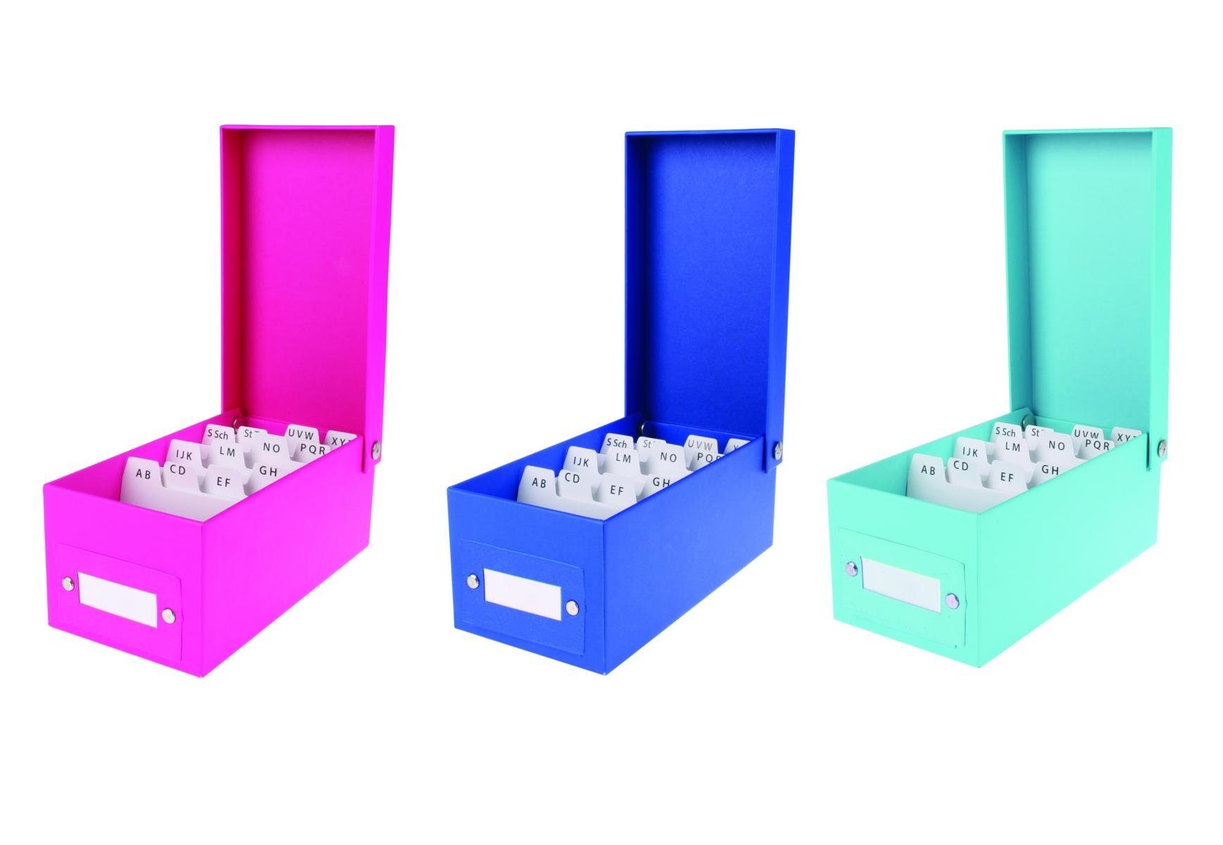 Stylex Schreibwaren Karteikasten 3x Lernbox DIN A8 / Karteikasten / 1200 Karteikarten / je 1x pink, tür