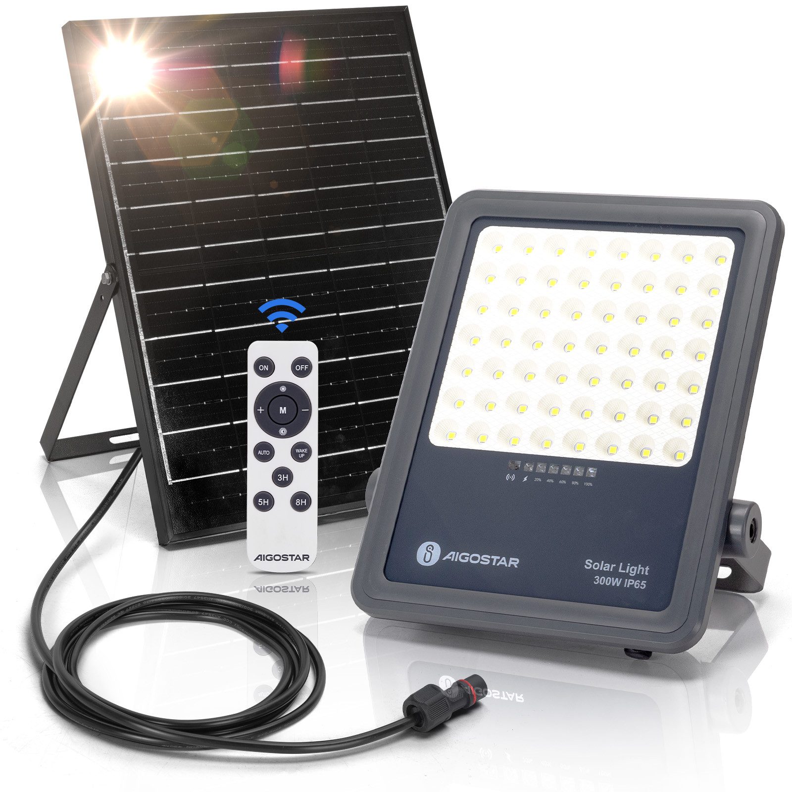 Aigostar Flutlichtstrahler Solarstrahler mit Fernbedienung,6500K,IP65 Außen günstig online kaufen