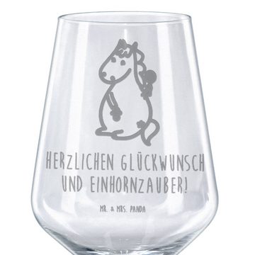 Mr. & Mrs. Panda Rotweinglas Einhorn Baby - Transparent - Geschenk, Einhorn Deko, Hochwertige Wein, Premium Glas, Unikat durch Gravur