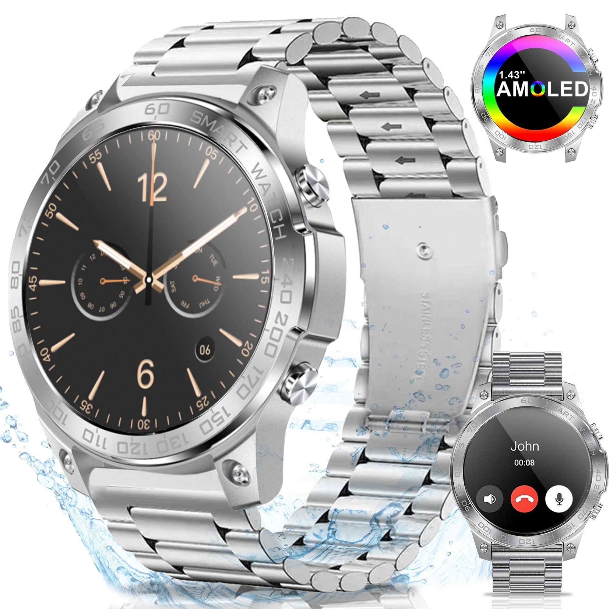 Mutoy Smartwatch, Fitness Tracker Uhr für Damen Herren Smartwatch (3.63 cm/1,43