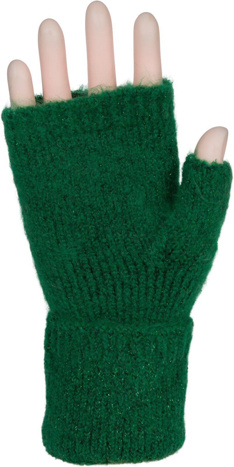 Grün Strickhandschuhe Fingerlose Zopfmuster styleBREAKER Strickhandschuhe