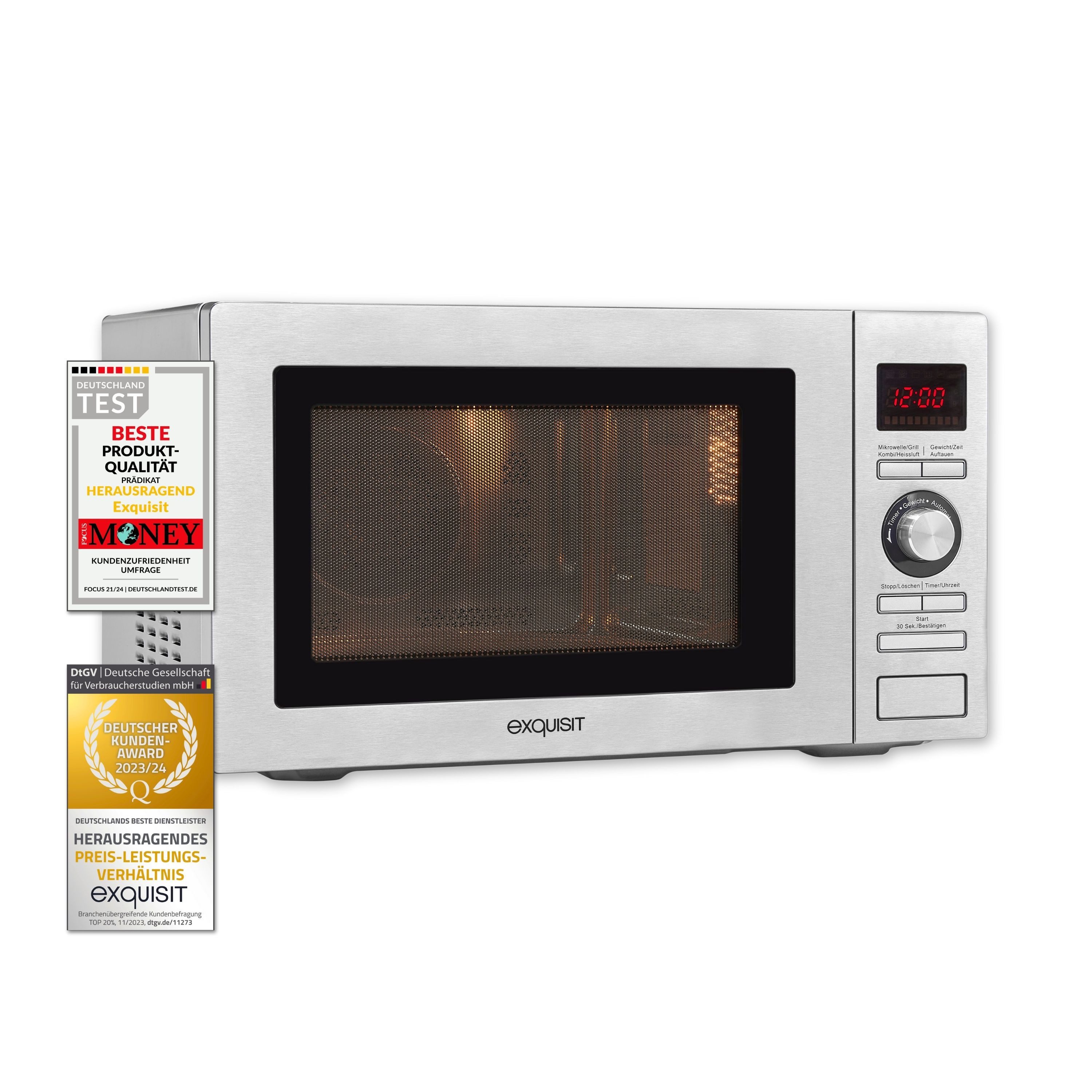 exquisit Mikrowelle, 25,00 l, digitaler Timer, Grill und Heißluft, 10 Automatikprogramme
