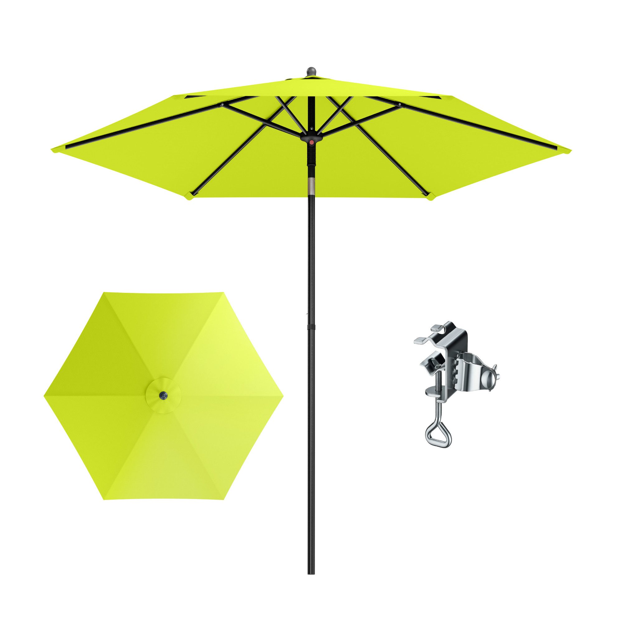 PHI VILLA Sonnenschirm, LxB: 230x220 cm, Gartenschirm UV50+ Schutz für Balkon Terrasse Balkongeländer Tisch, Regenschirm Rund mit Klemme Kippbar Windfest Stabil zum Mitnehmen