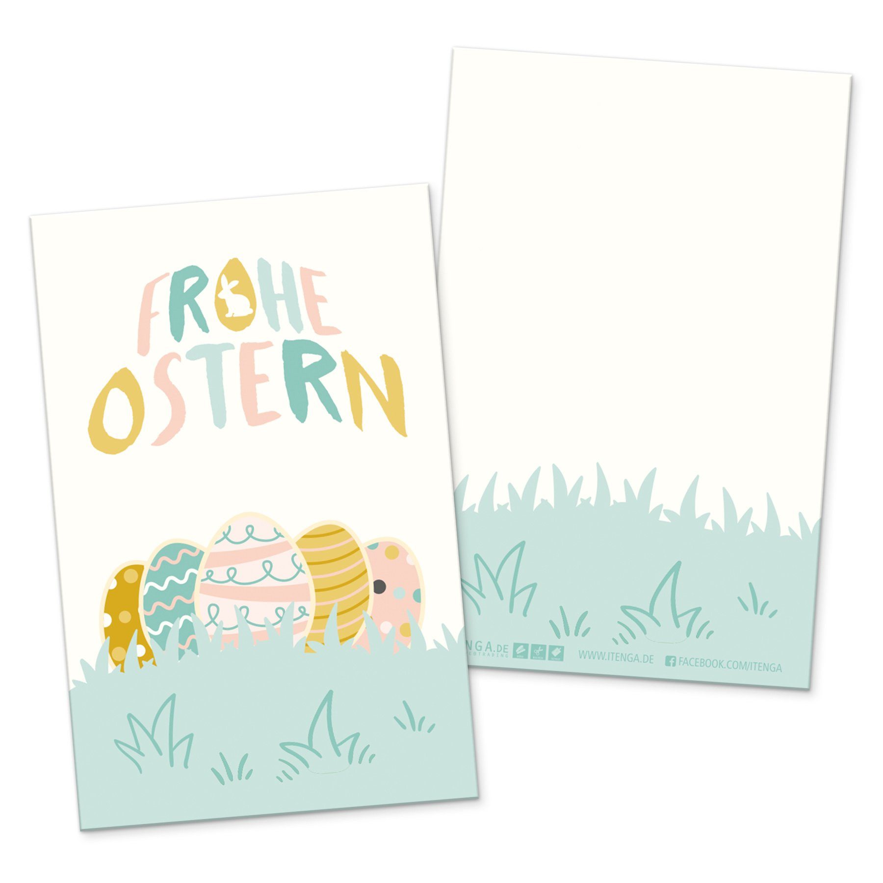itenga Grußkarten itenga 24 x Geschenkekarten Frohe Ostern Ostereier pastell in Visitenk