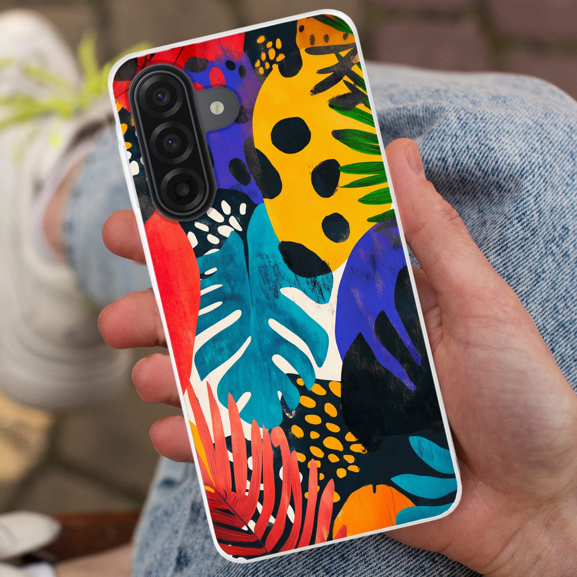 MuchoWow Handyhülle für Samsung Galaxy A17 Blätter - Formen - Abstrakt - Farbenfroh, Smartphone-Bumper, Print, Handy Schutzhülle Dünn