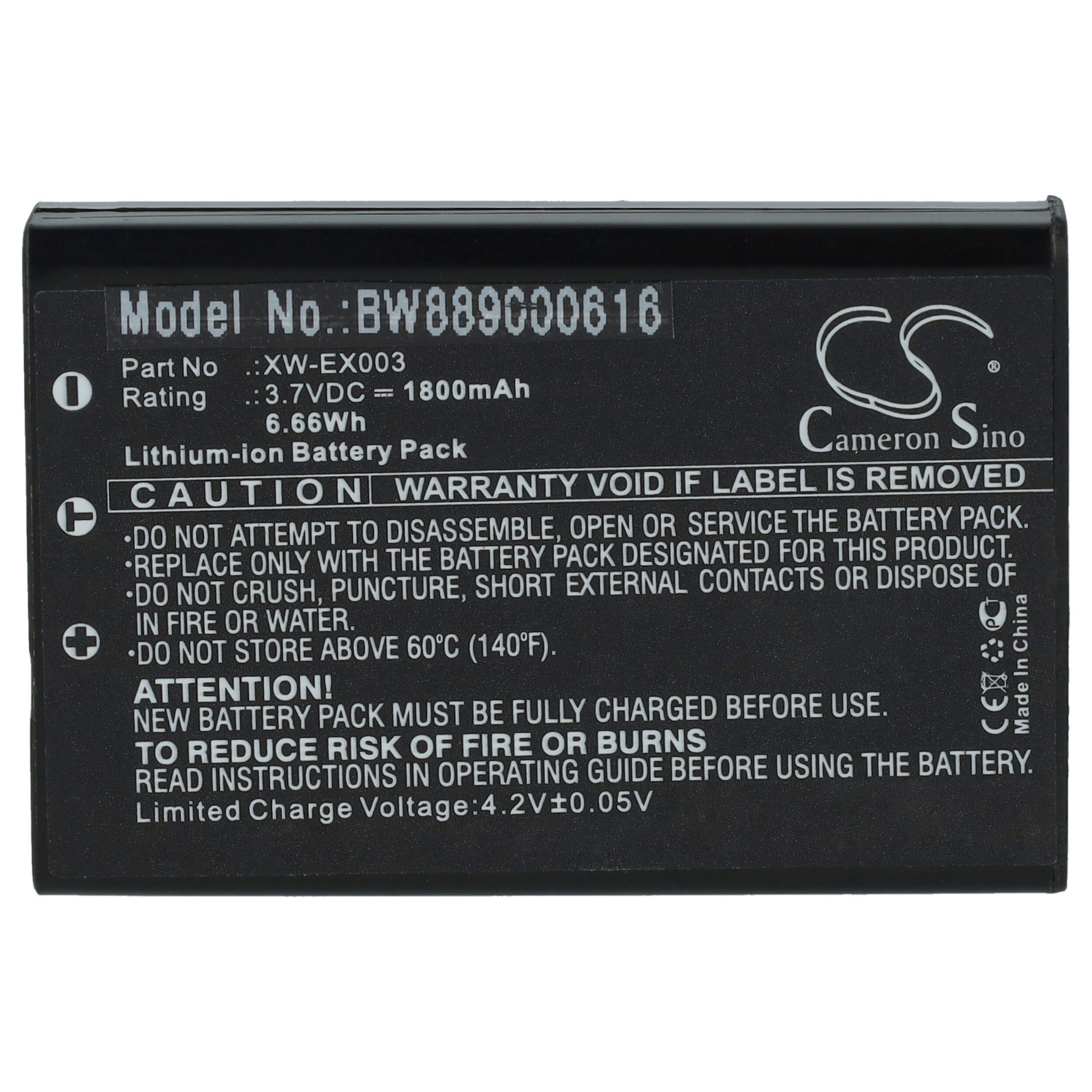 vhbw Ersatz für EXFO CGA-E/111GAE, GP-1001, XW-EX003 für Akku Li-Ion 1800 mAh (3,7 V)