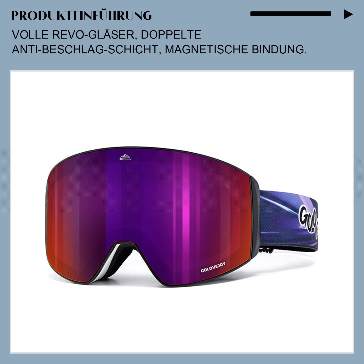Daisred Outdoor Skibrille Brille Damen Anti-Beschlag Snowboard Herren Skibrille Schwarz