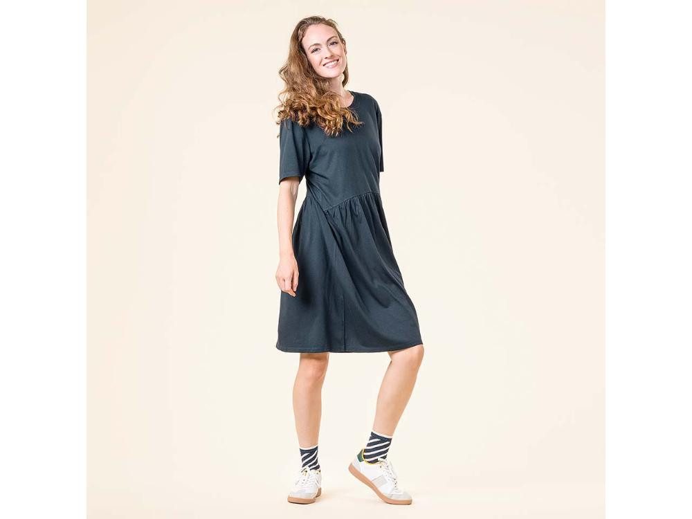 LIVING CRAFTS Blusenkleid Living Crafts Bio-Damen-Midi-Kleid 'ONIKA' mit Run