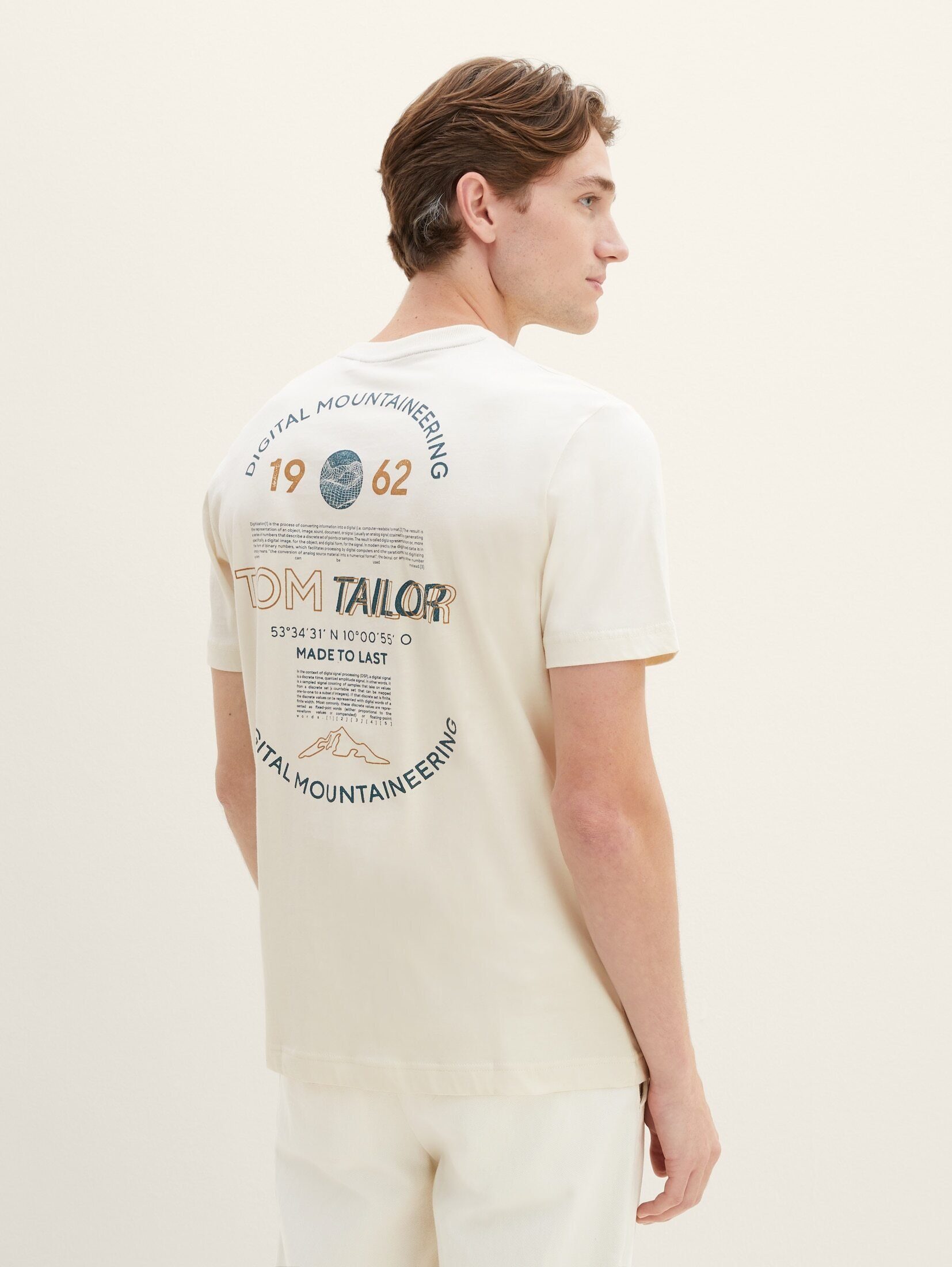 mit Print vintage beige TAILOR T-Shirt TOM T-Shirt