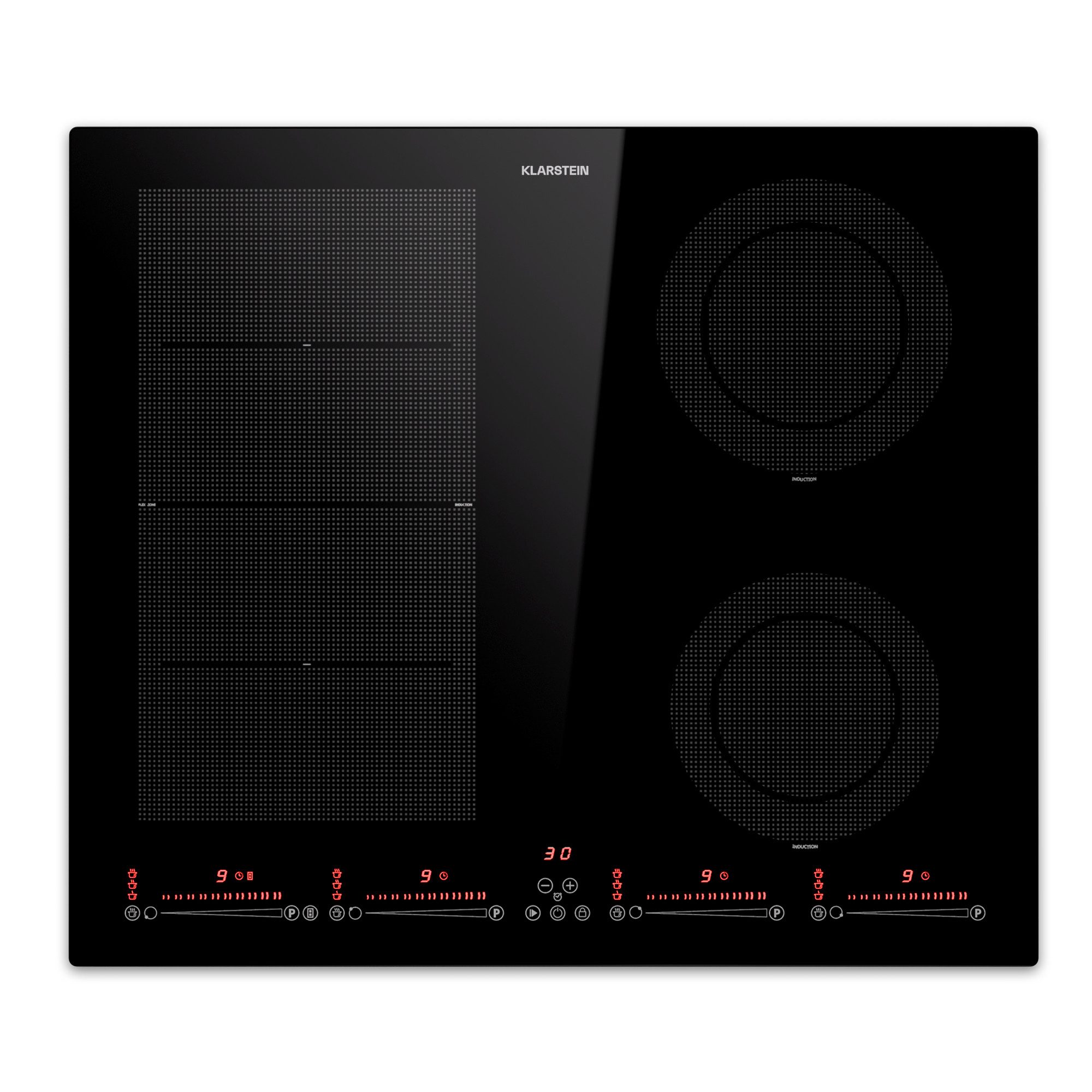 Klarstein Induktions-Kochfeld Masterzone 60 Hybrid, Kochfelder Induktion Hob Gas Hob Flex 4 Zonen