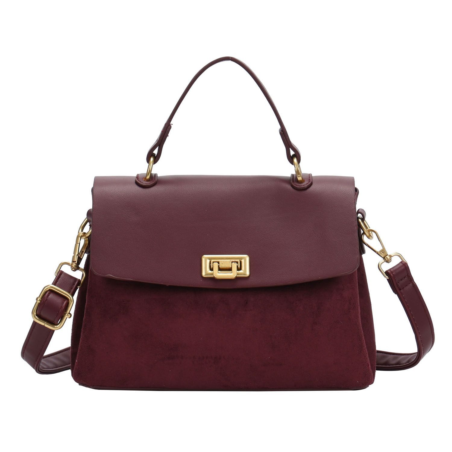 ITALYSHOP24 Schultertasche DAMEN TASCHE MINI Shopper Bodybag Umhängetasche Samt Henkeltasche (Spar-Set:Tasche mit Gurt, Überschlag mit Drehverschluss, 2-tlg., mit Henkel & Schultergurt), Crossbag Wildleder-Optik Freizeit Abend Crossover Handtasche City Bag