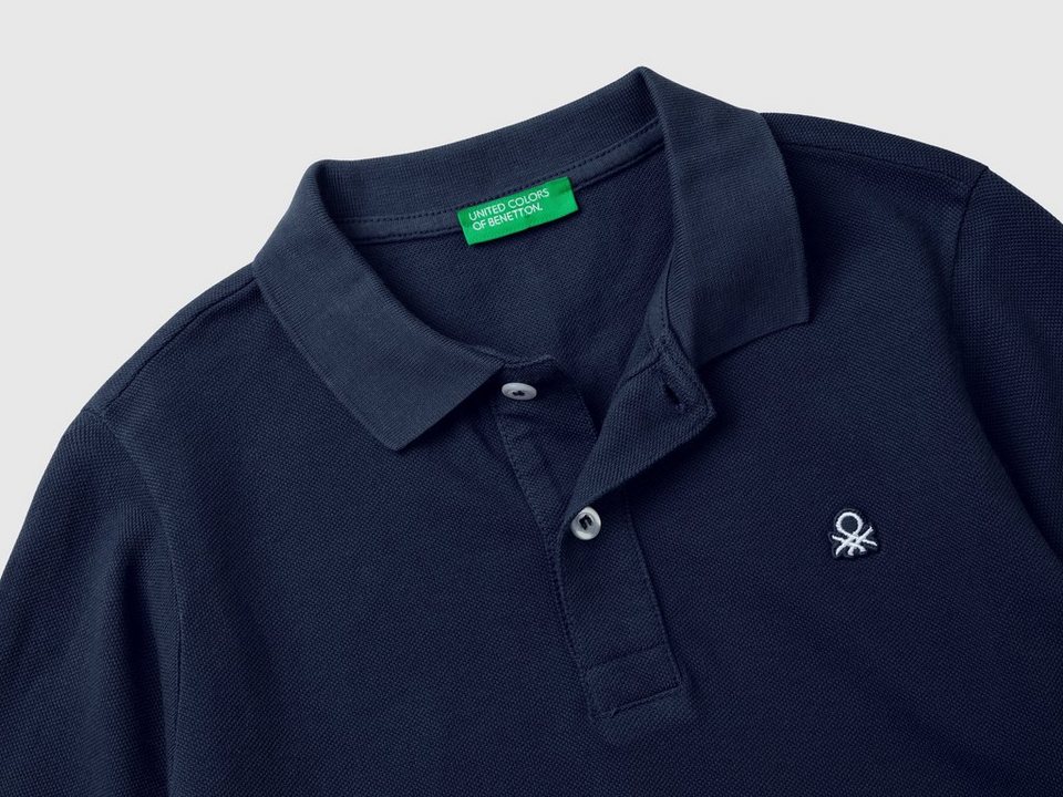 United Colors of Benetton Langarm-Poloshirt mit Logostickerei an der Brust