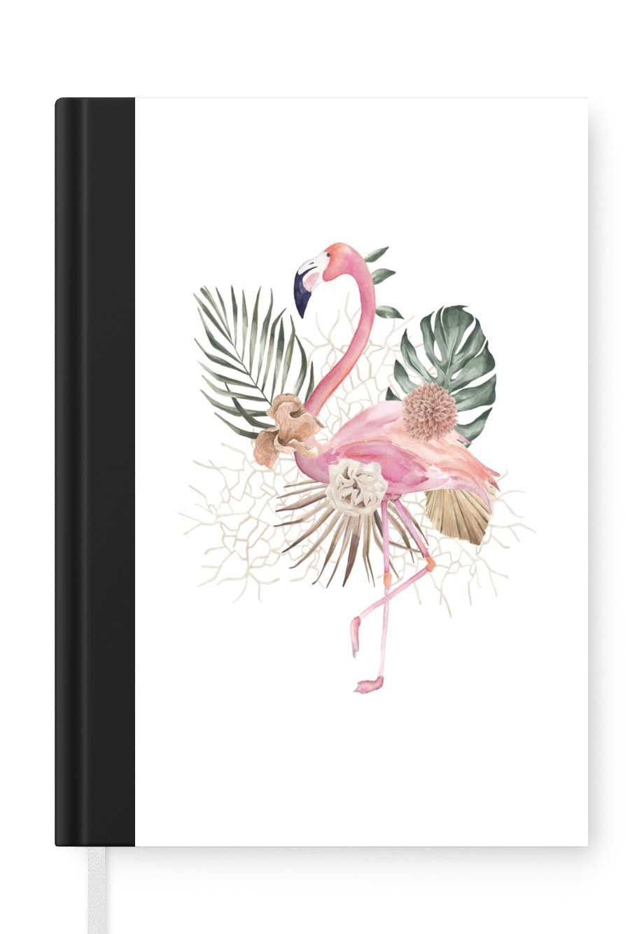 MuchoWow Notizbuch Pflanzen - Flamingo - Blumen, Journal, Merkzettel, Tagebuch, Notizheft, A5, 98 Seiten, Haushaltsbuch