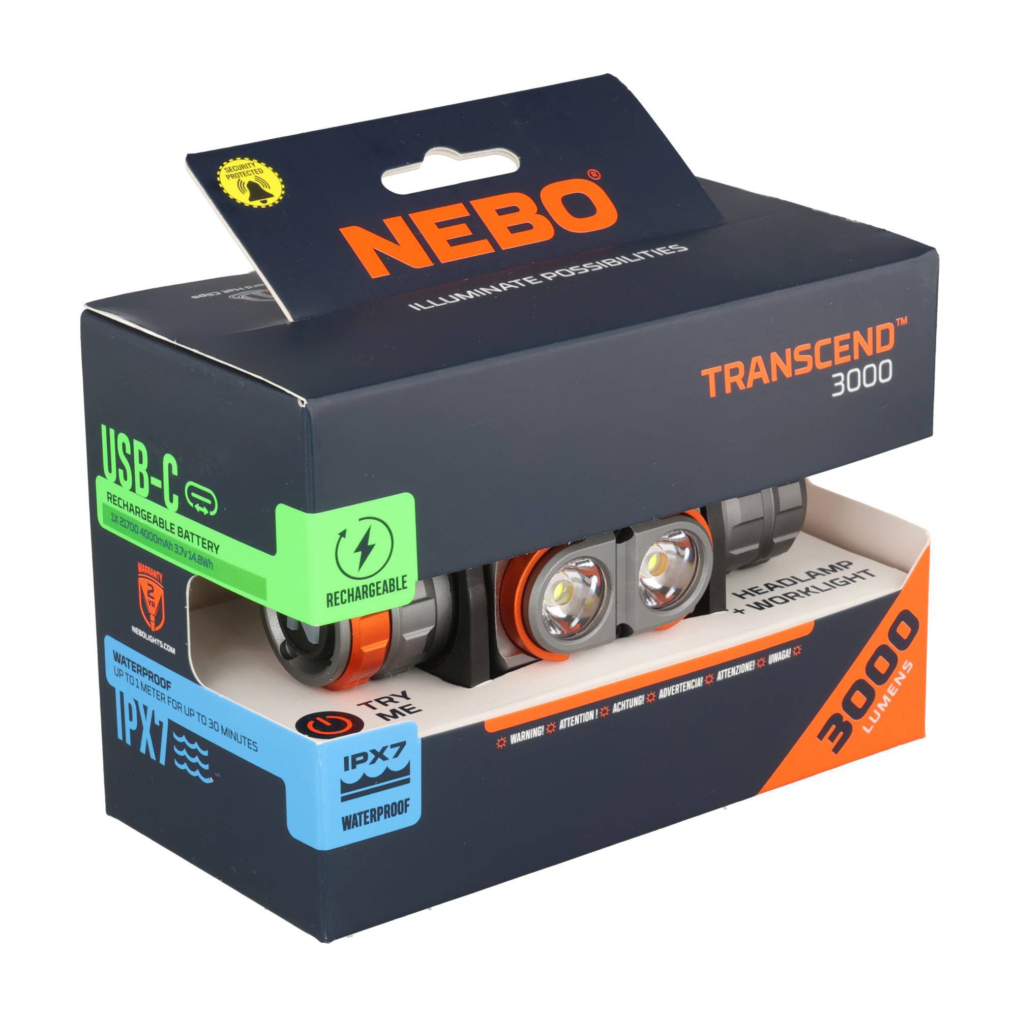 NEBO LED Taschenlampe NEBO Flashlight Nebo TRANSCEND 3000, 1x 21700 Lithium-Ionen-Akku (3,7