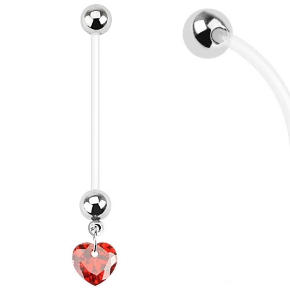 Order & Smile Schmuck Bauchnabelpiercing Schwangerschaftspiercing: Bio Flex für Schwangere „Zirkonia Herz“