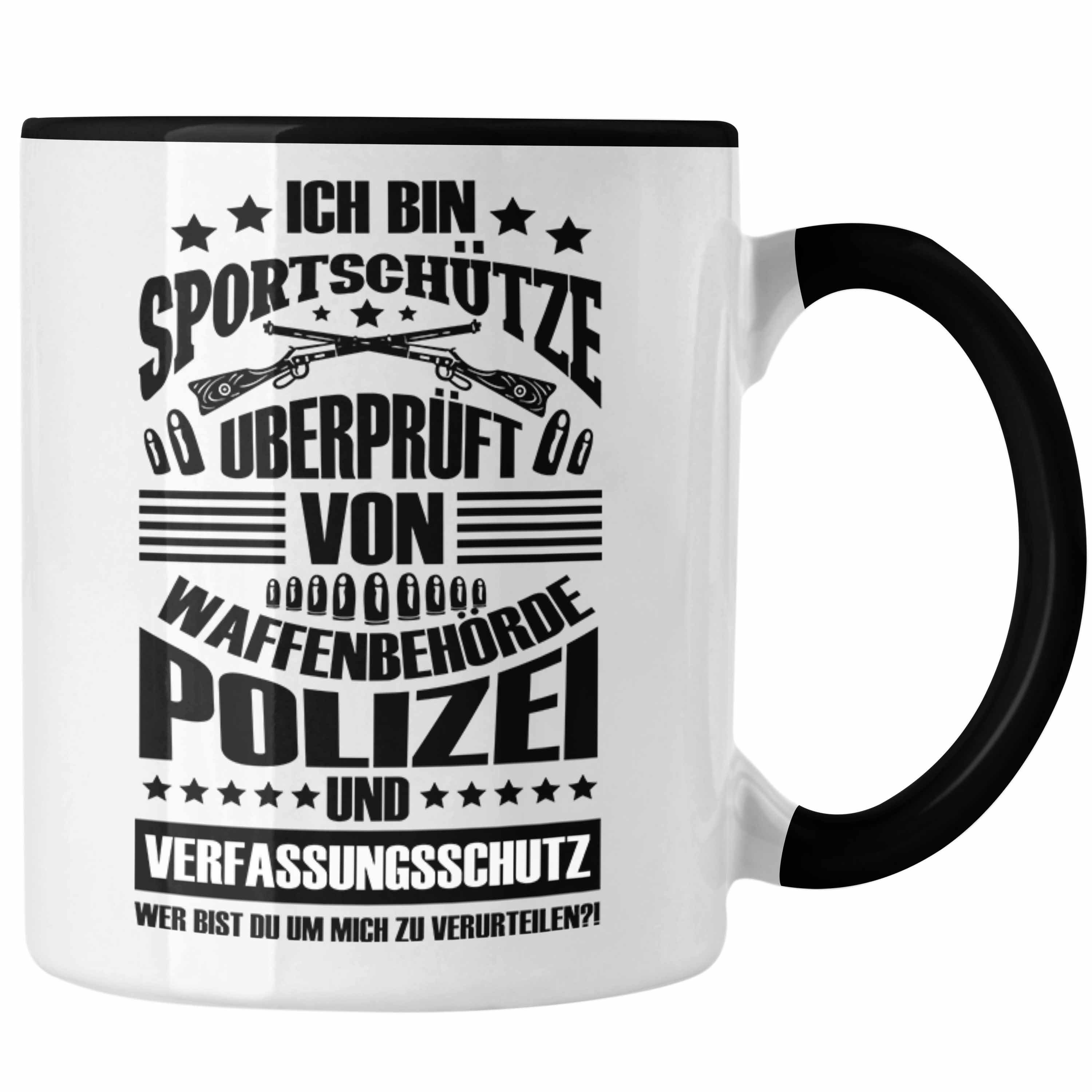 Geschenk Lustige Sportschützen Tasse für Trendation Schießen-Tasse Ich Schwarz Sportschütze Bin