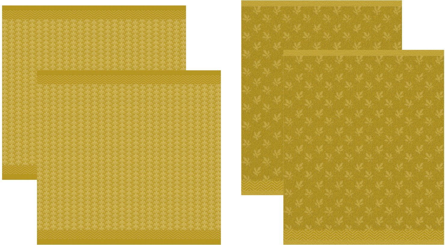 DDDDD Geschirrtuch Petals, (Set, bestehend 2x + Geschirrtuch) gelb/ocker 2x Combi-Set: Küchentuch aus 4-tlg